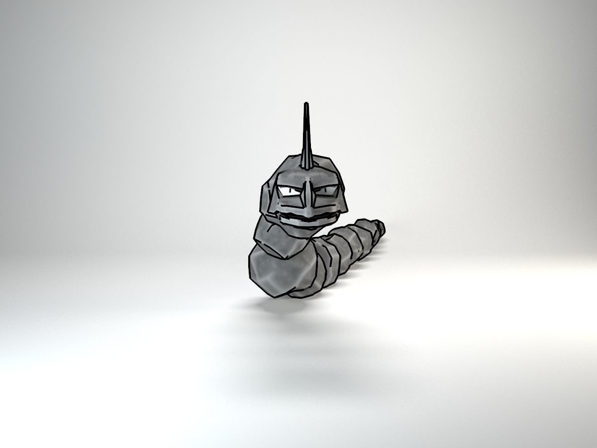 Onix Pokemon Rigged Low-poly 3D model_3