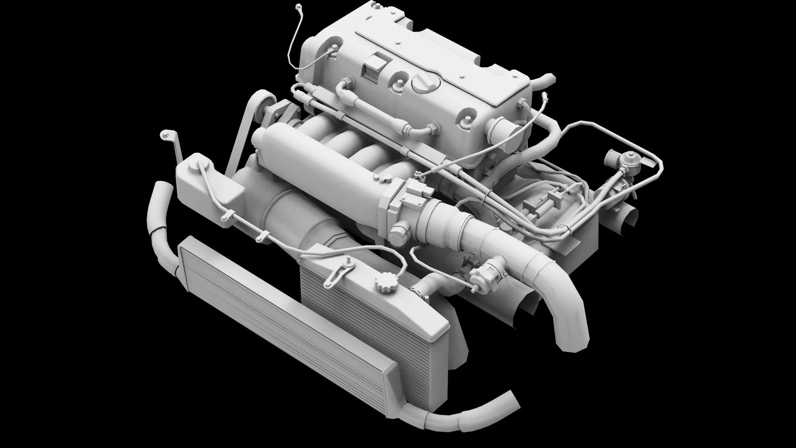 Honda K24 VTEC Engine Low-poly 3D model_7
