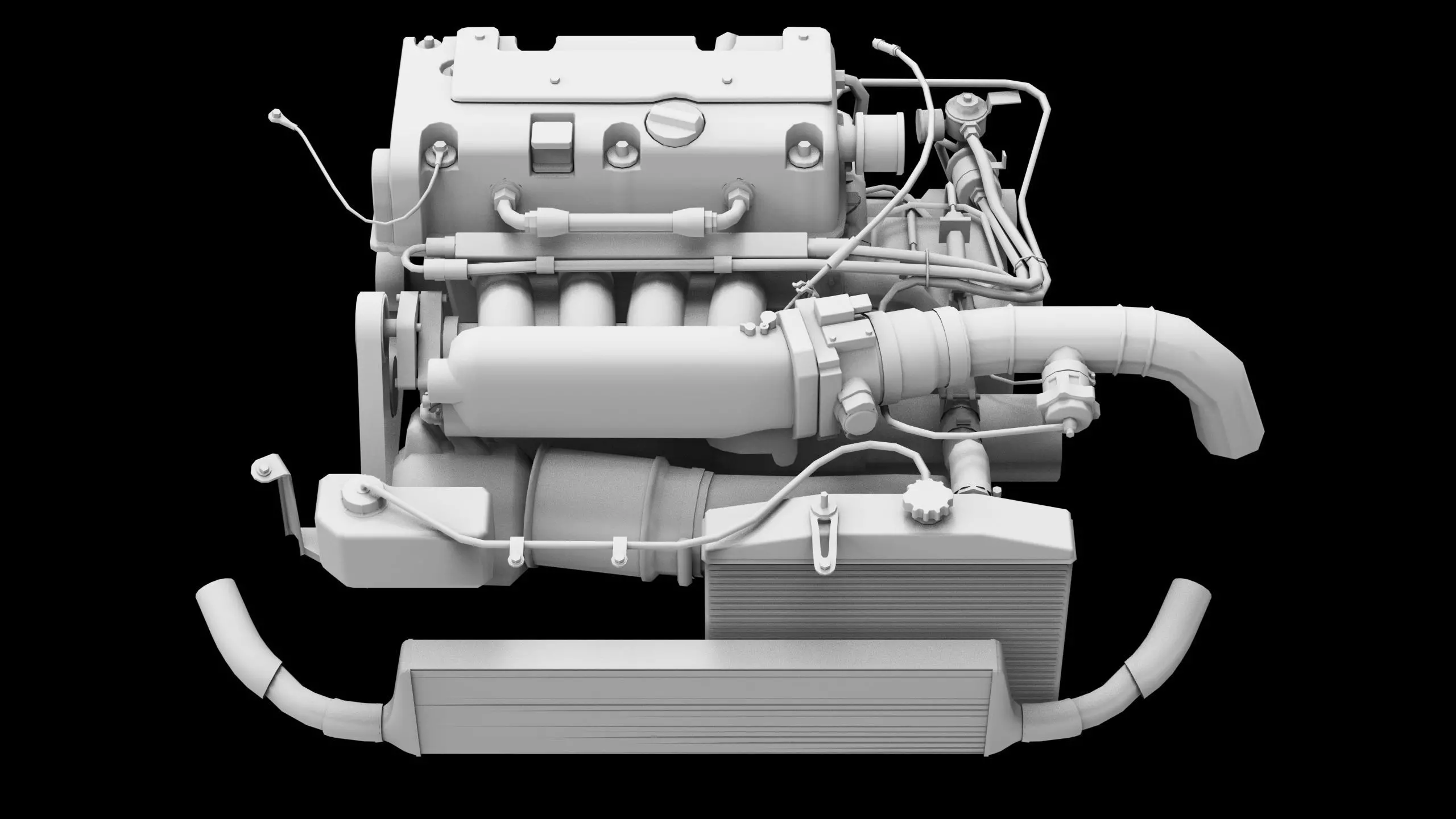 Honda K24 VTEC Engine Low-poly 3D model_8