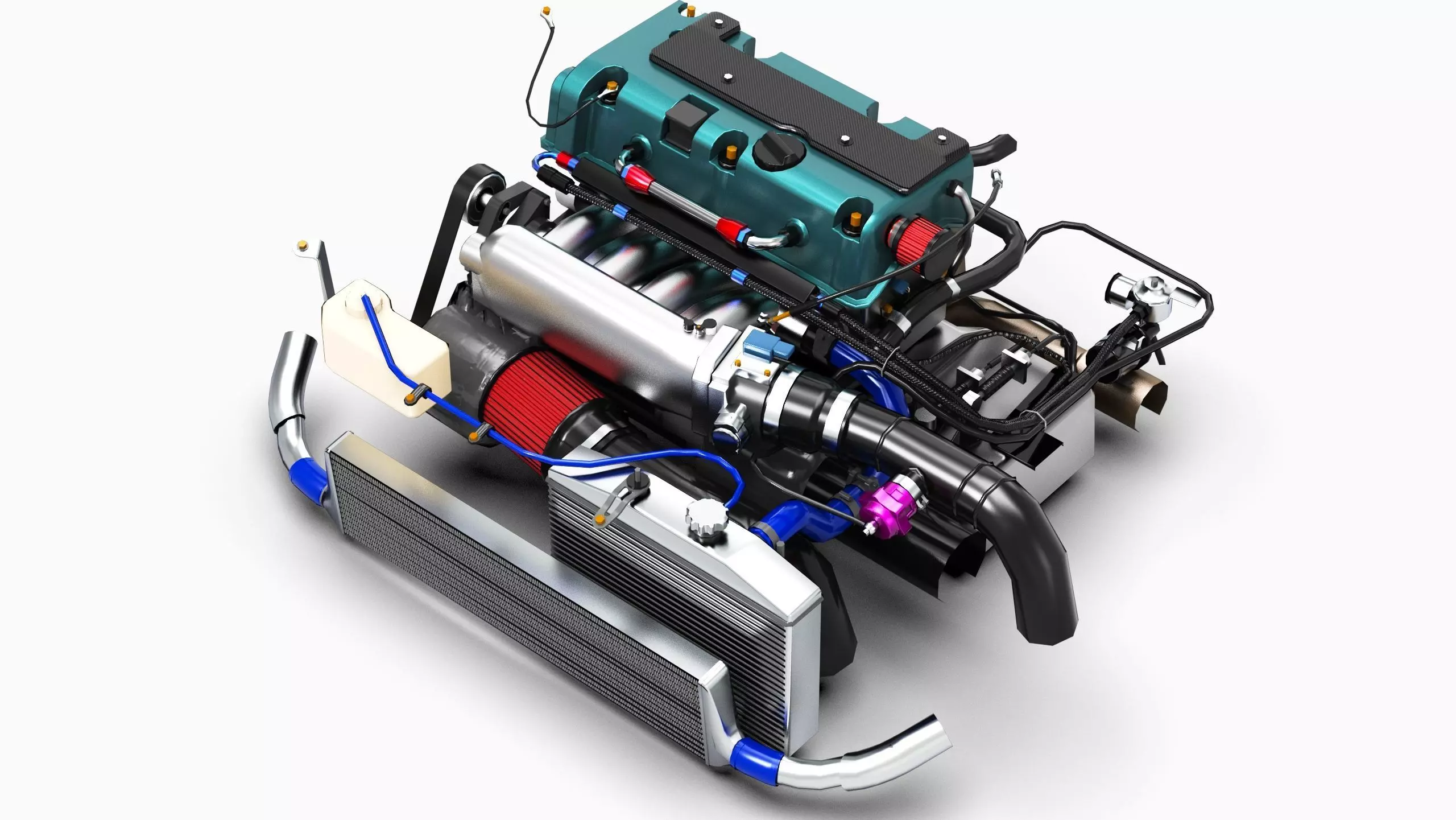 Honda K24 VTEC Engine Low-poly 3D model_0