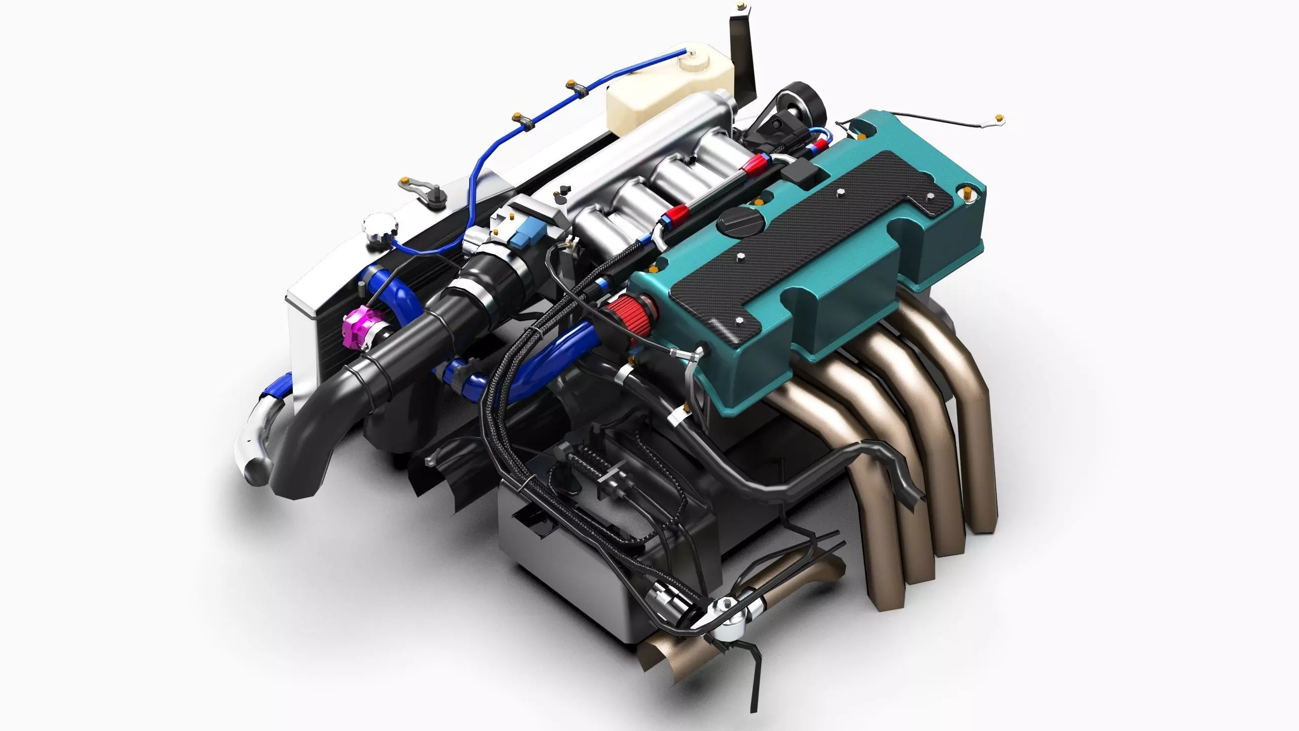 Honda K24 VTEC Engine Low-poly 3D model_5