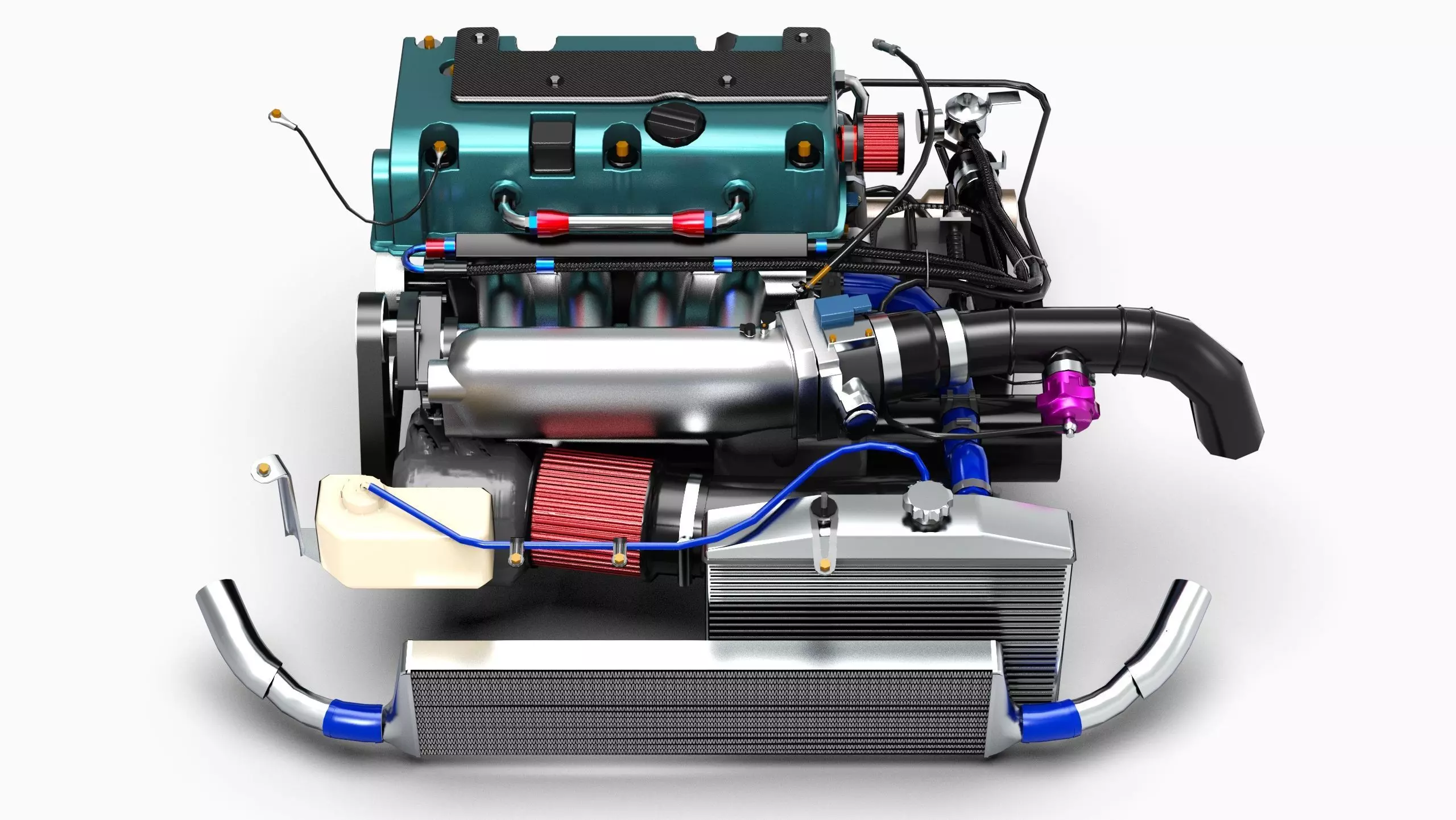 Honda K24 VTEC Engine Low-poly 3D model_1