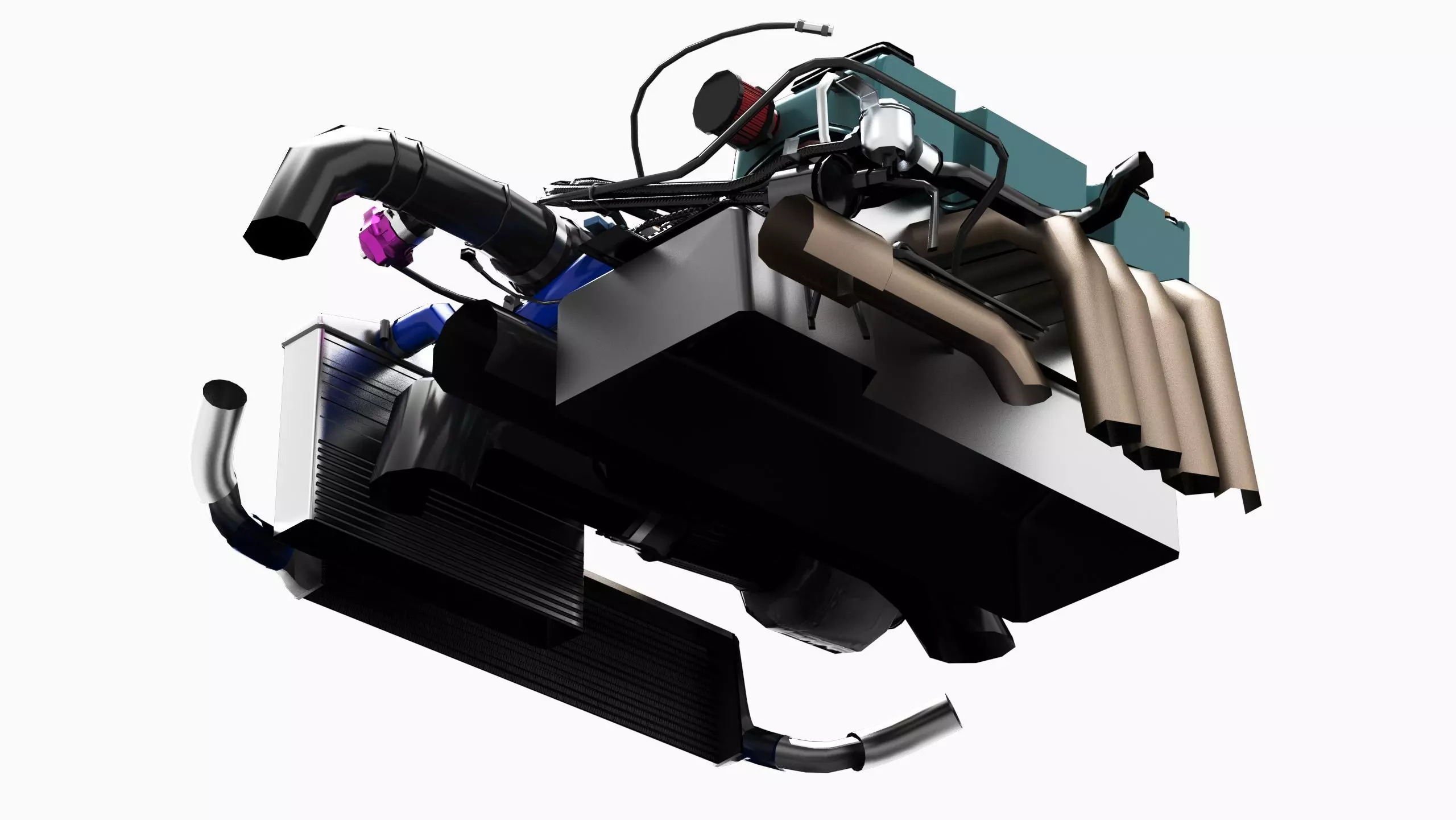 Honda K24 VTEC Engine Low-poly 3D model_6