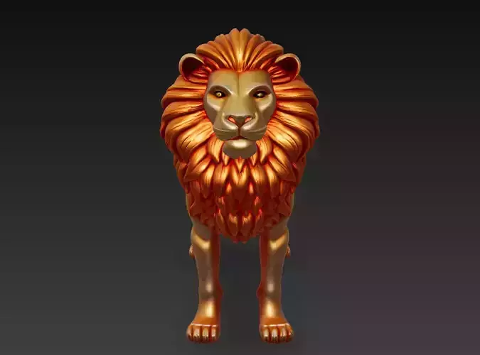 Golden Majesty Lion - Regal Sculpture 3D Model