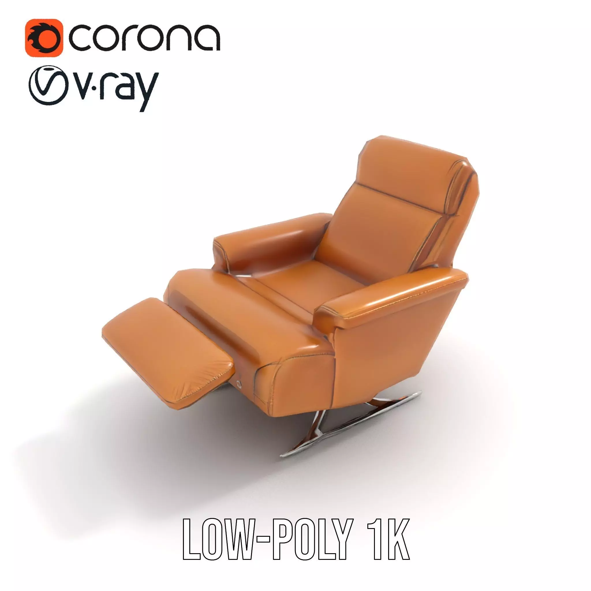 Tan Recliner Chair model pack Low-poly 3D model_10