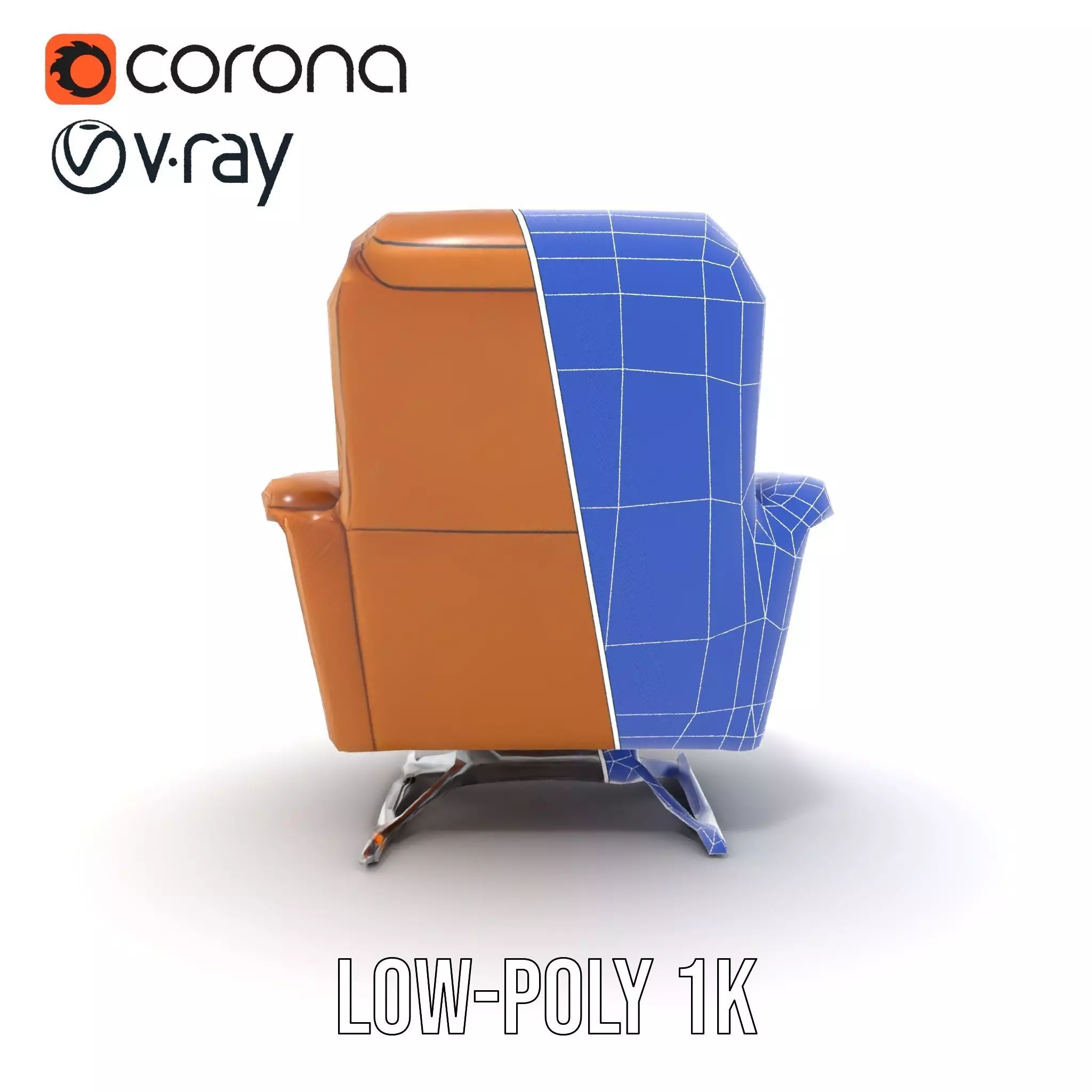 Tan Recliner Chair model pack Low-poly 3D model_28