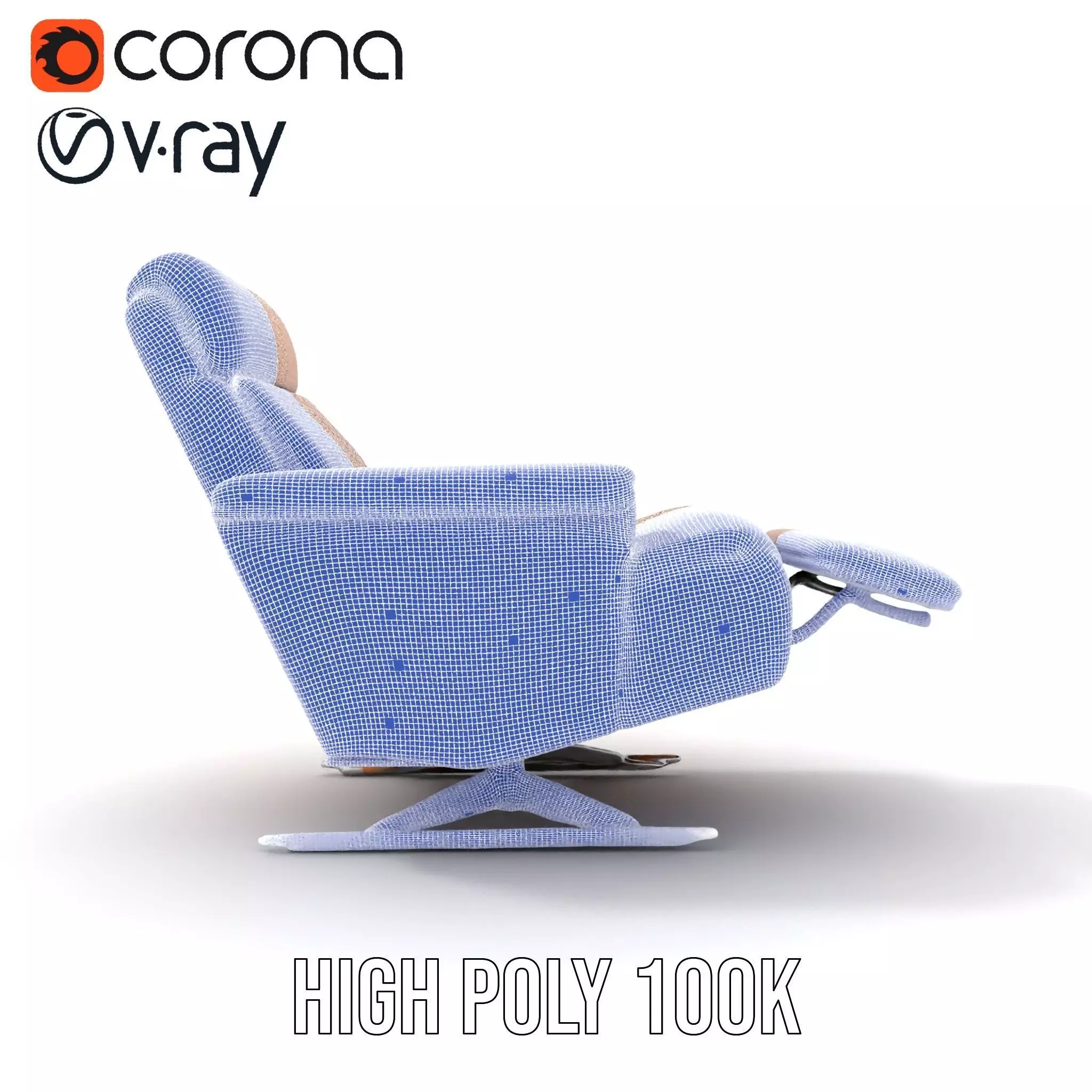 Tan Recliner Chair model pack Low-poly 3D model_34