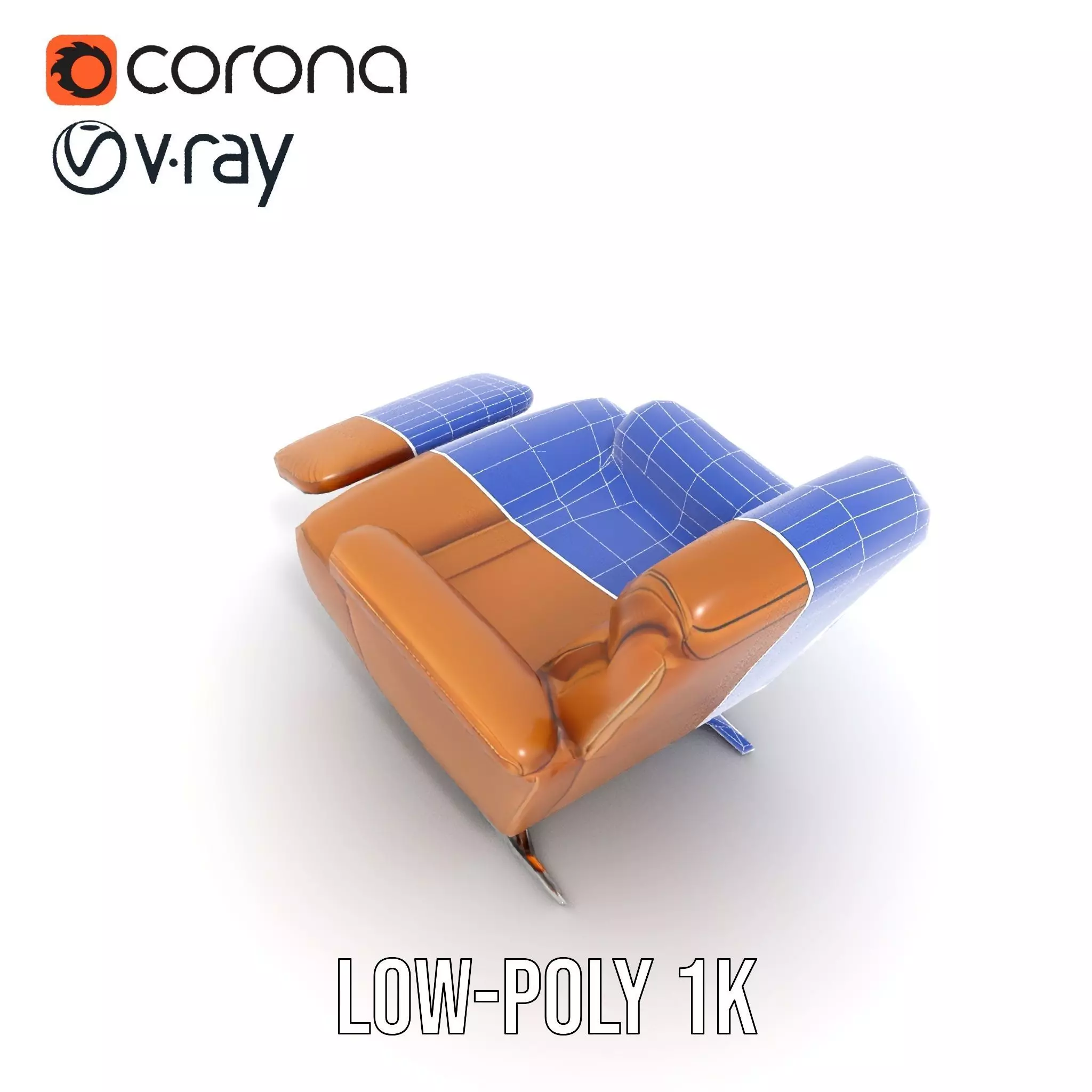 Tan Recliner Chair model pack Low-poly 3D model_17