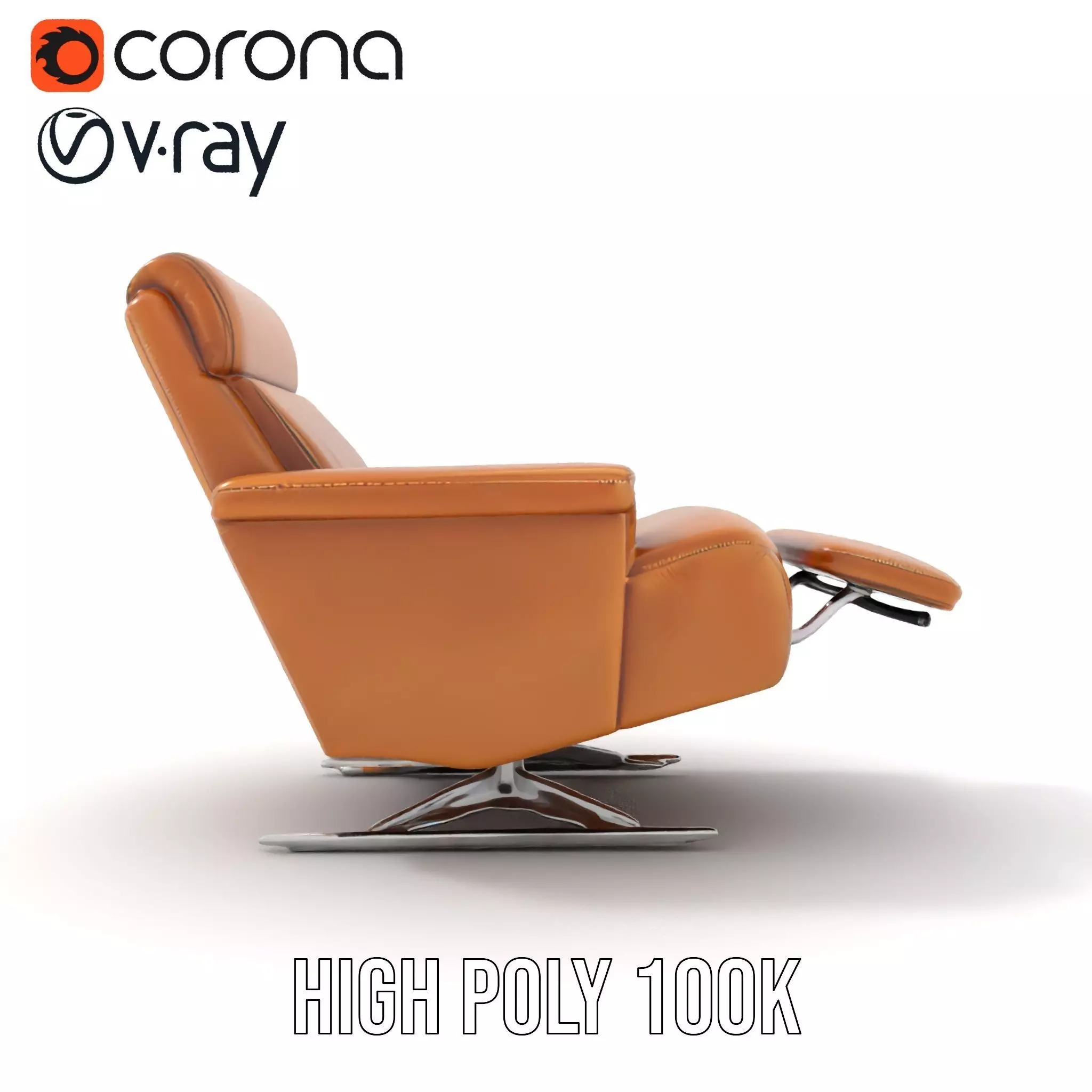 Tan Recliner Chair model pack Low-poly 3D model_32