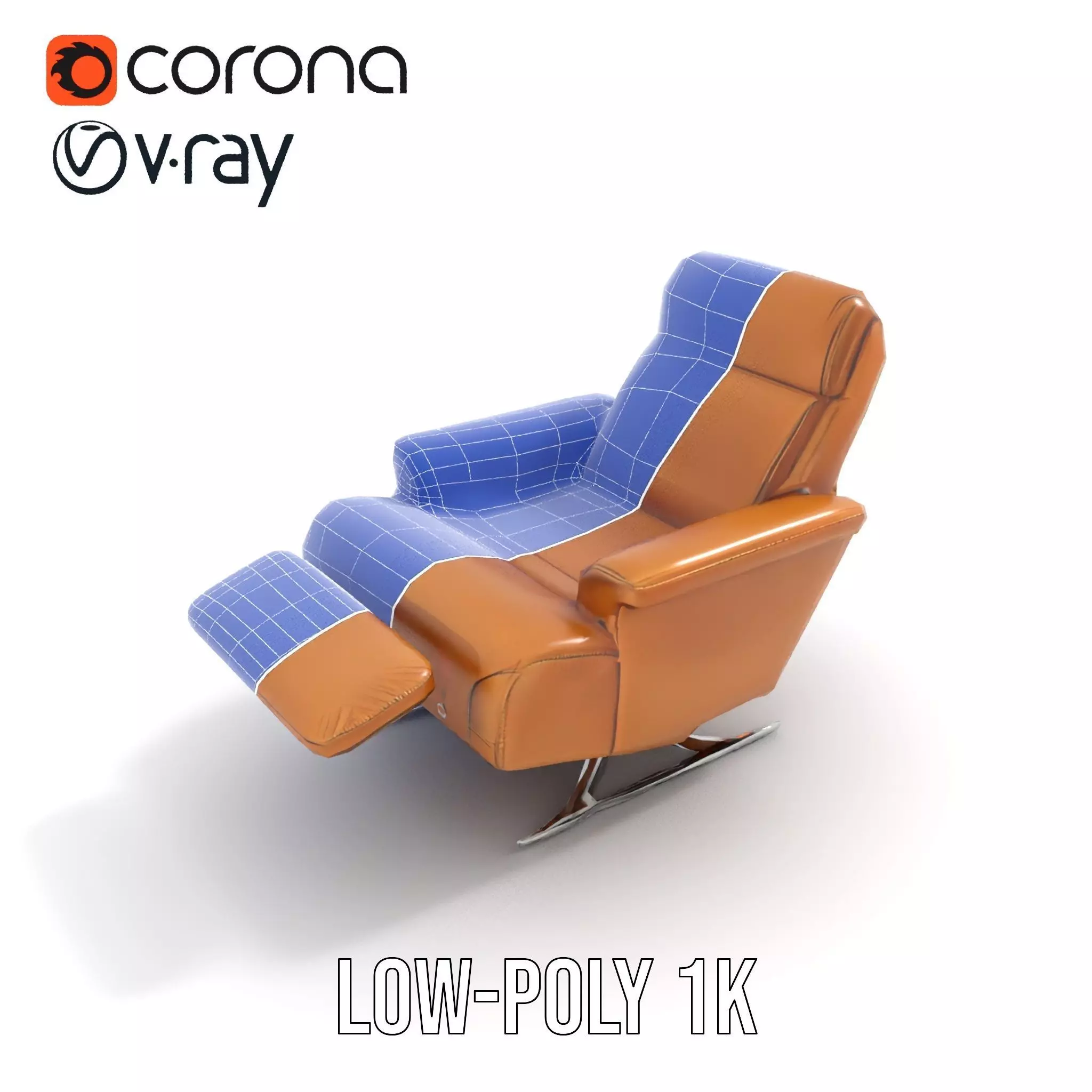 Tan Recliner Chair model pack Low-poly 3D model_20