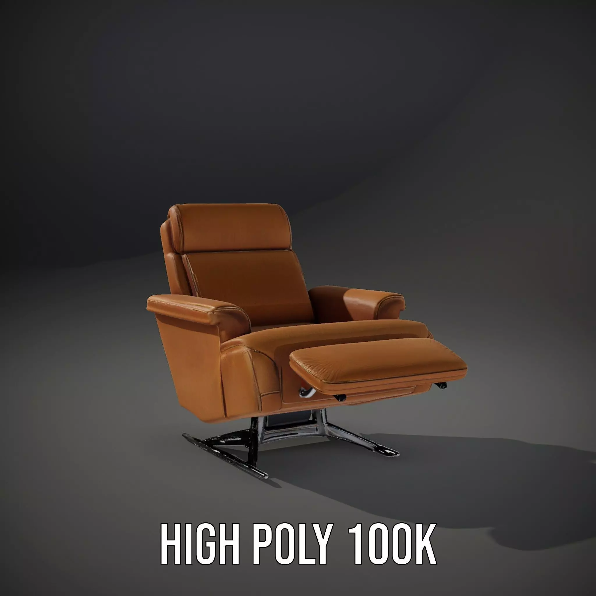 Tan Recliner Chair model pack Low-poly 3D model_9