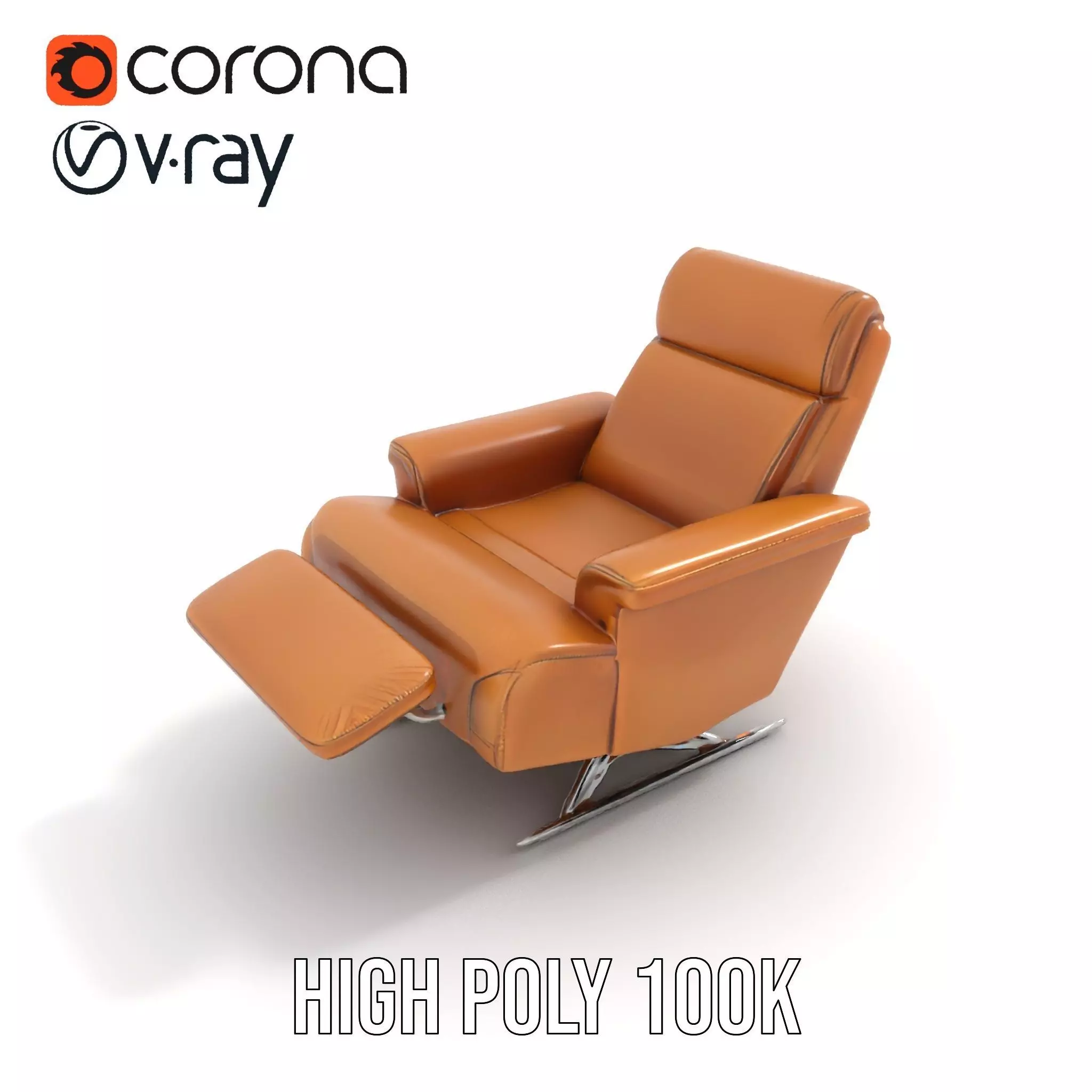 Tan Recliner Chair model pack Low-poly 3D model_18