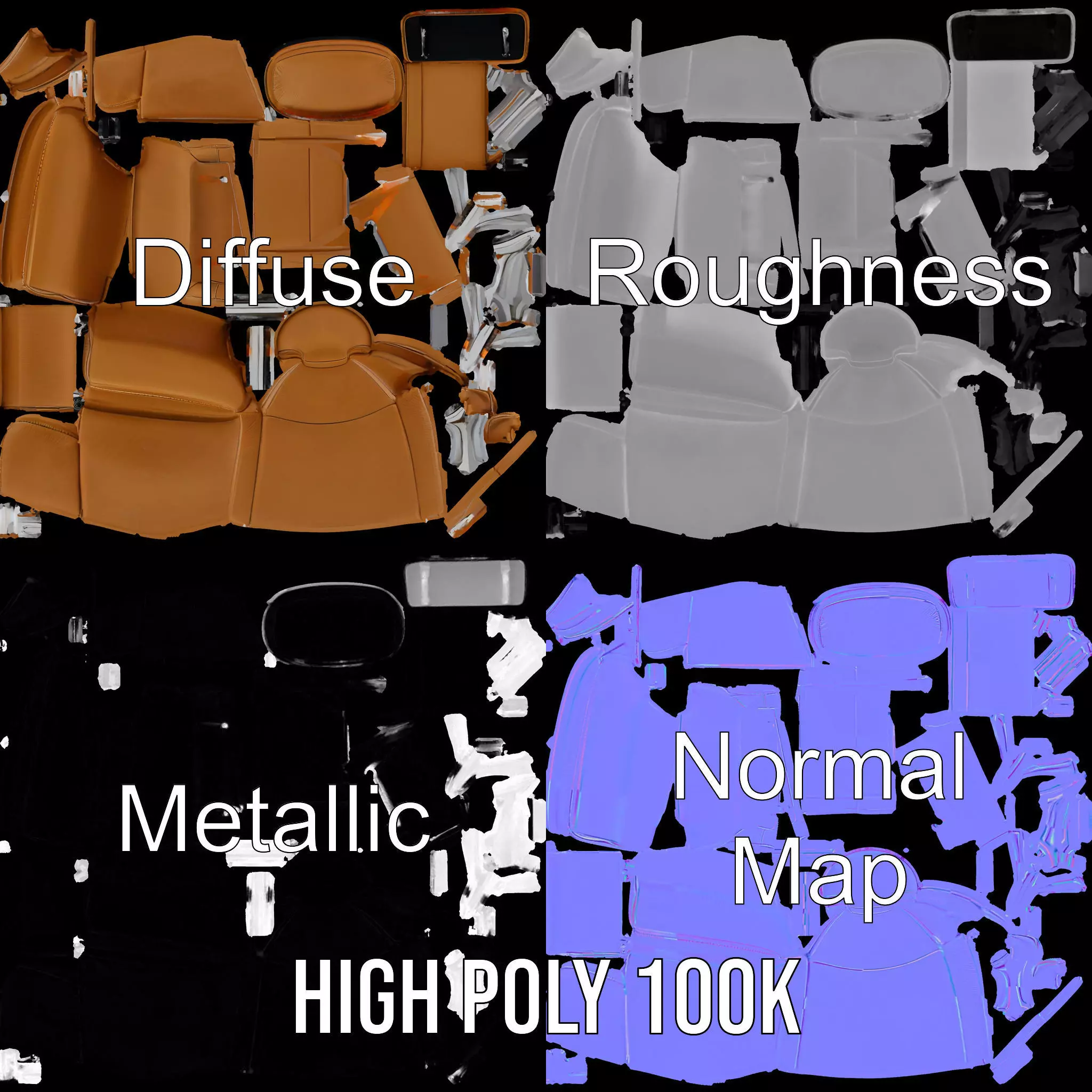 Tan Recliner Chair model pack Low-poly 3D model_4