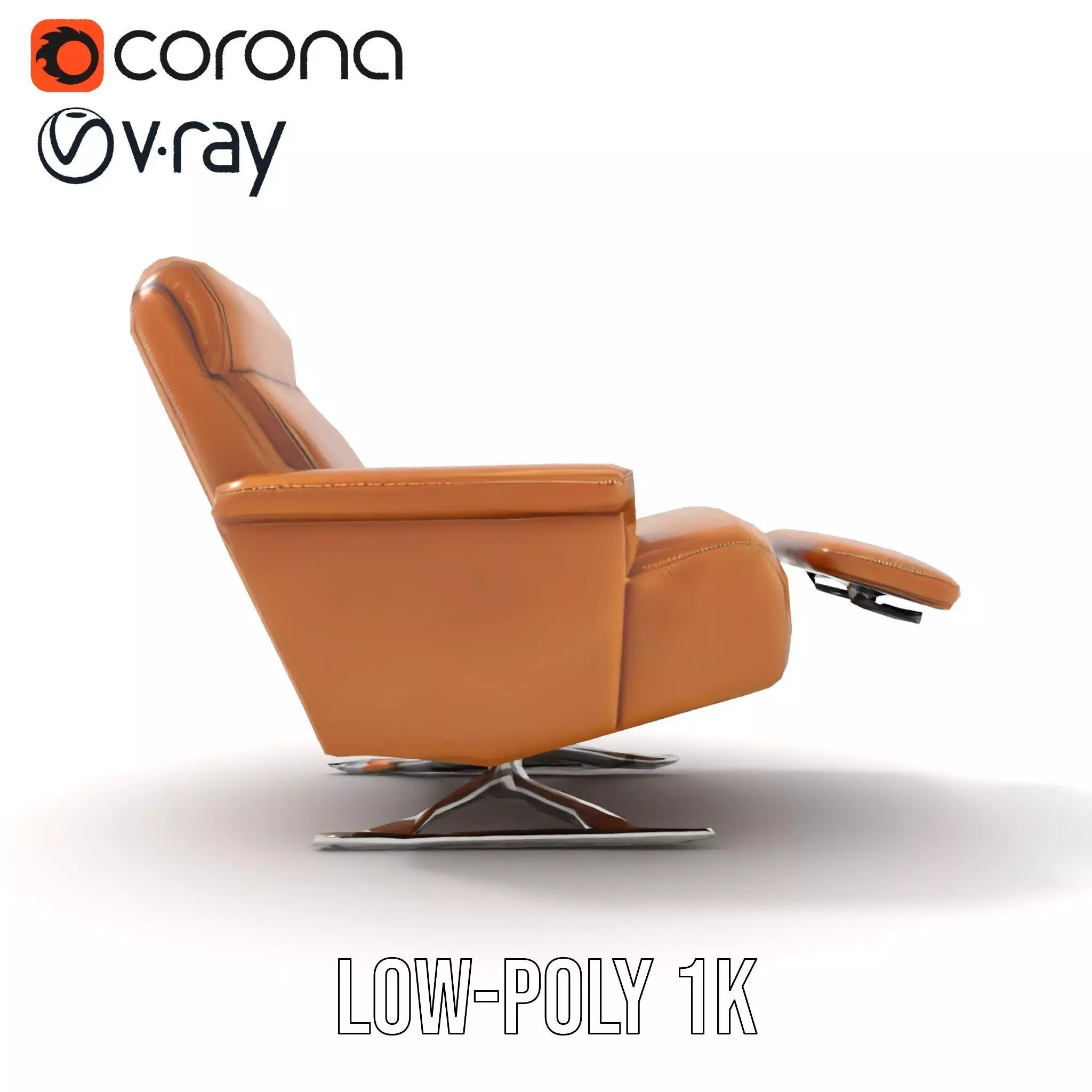 Tan Recliner Chair model pack Low-poly 3D model_23