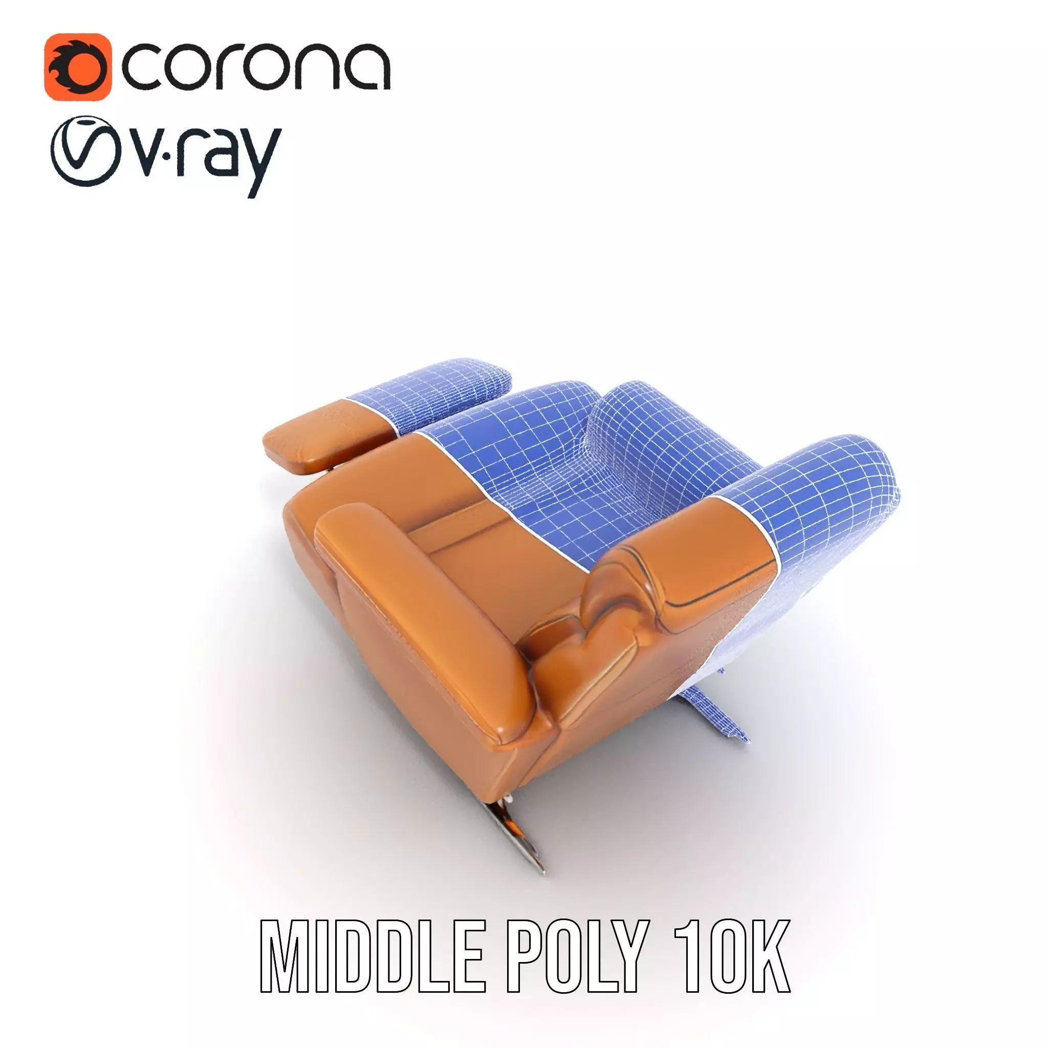 Tan Recliner Chair model pack Low-poly 3D model_25
