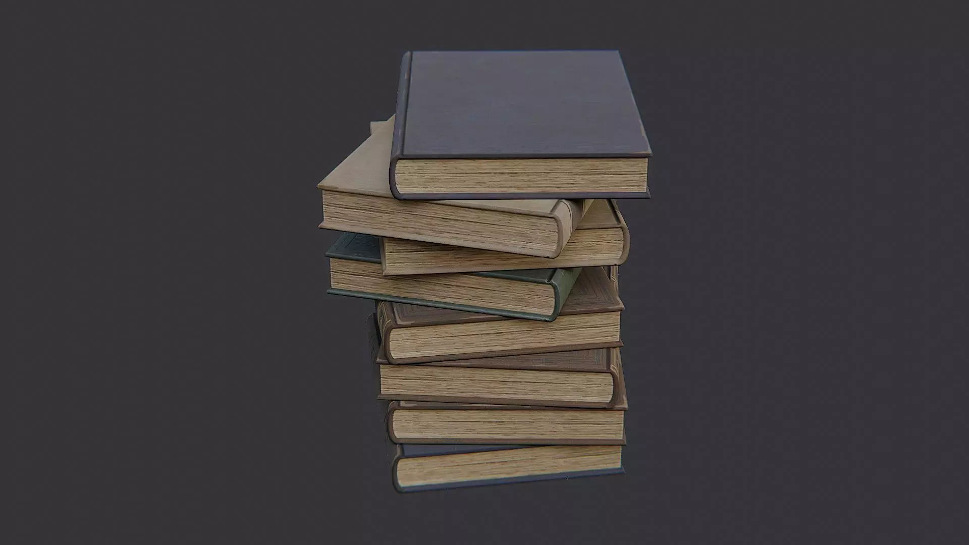 Vintage book stack decor Low-poly 3D model_0