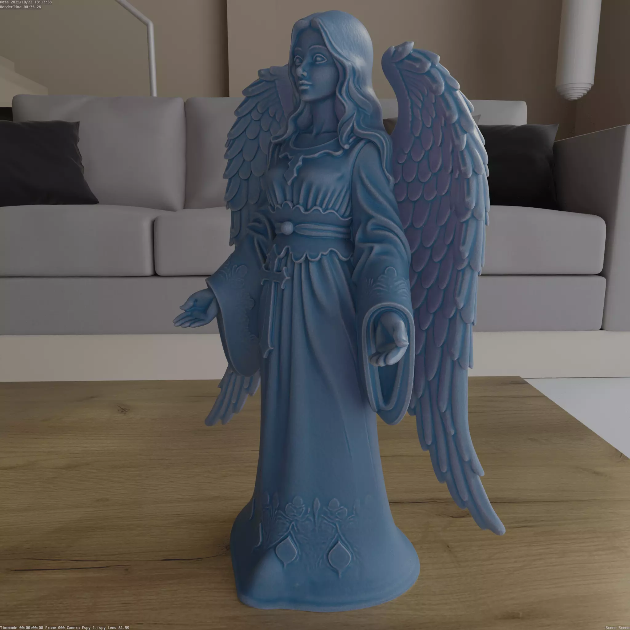Elegant Christmas Angel STL 3D Model for Printing 3D print model_4