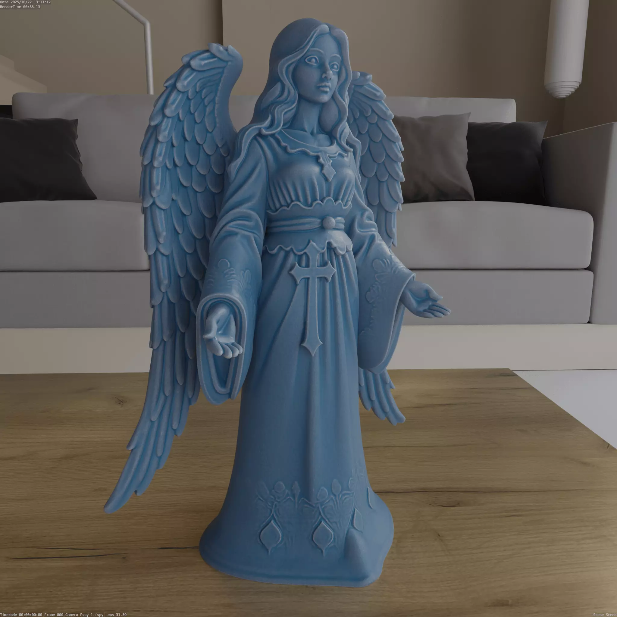 Elegant Christmas Angel STL 3D Model for Printing 3D print model_1