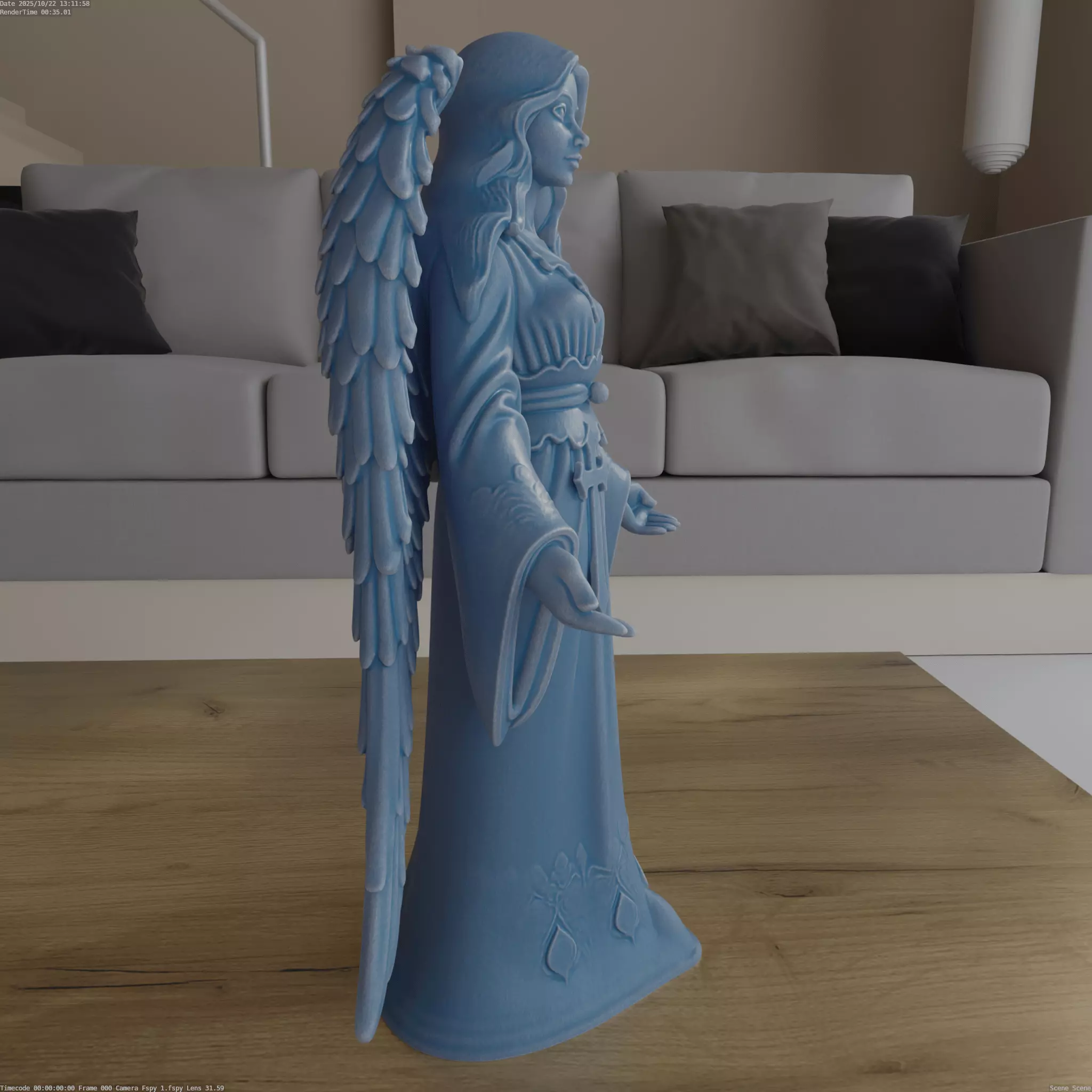 Elegant Christmas Angel STL 3D Model for Printing 3D print model_2