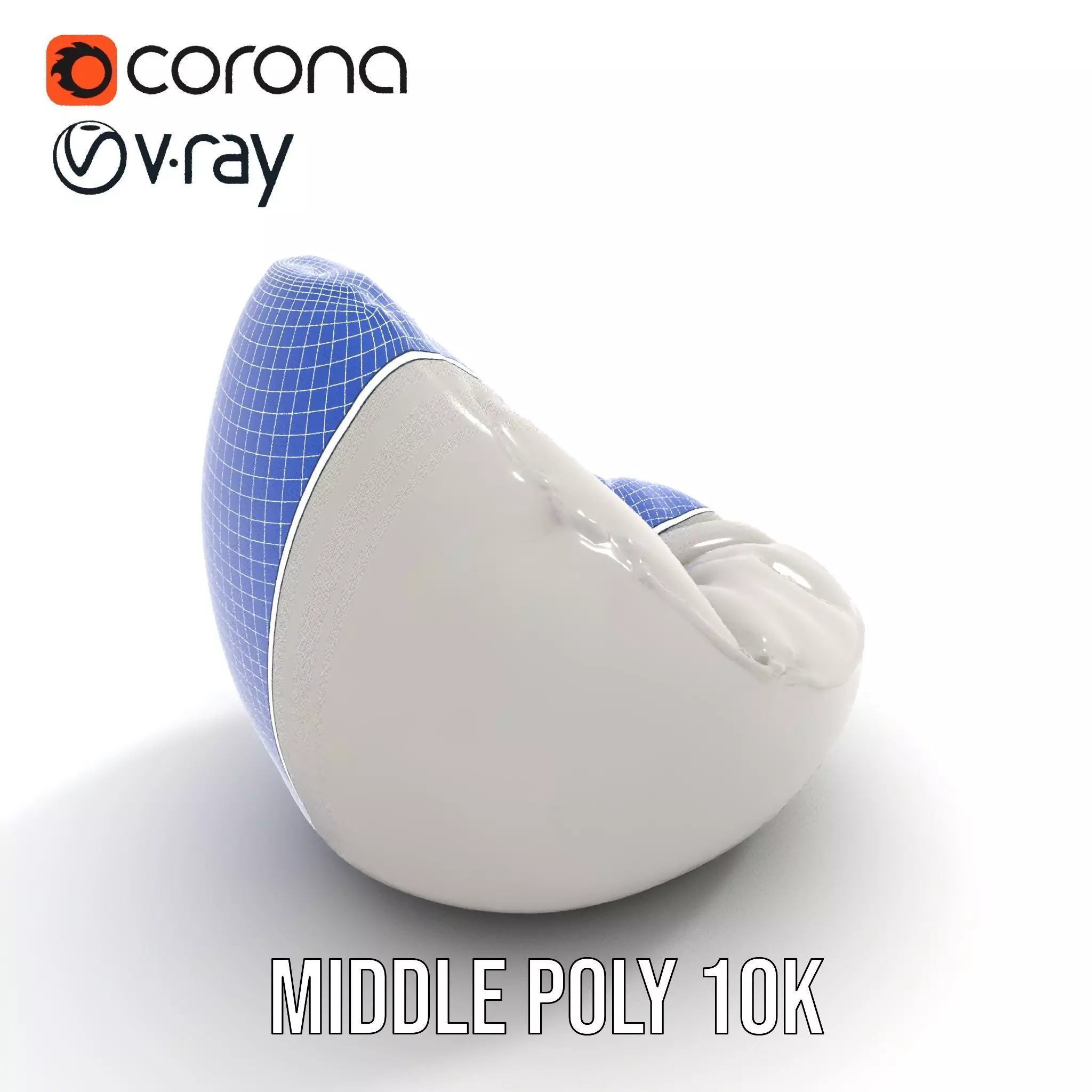 Plush White Beanbag model pack Low-poly 3D model_20