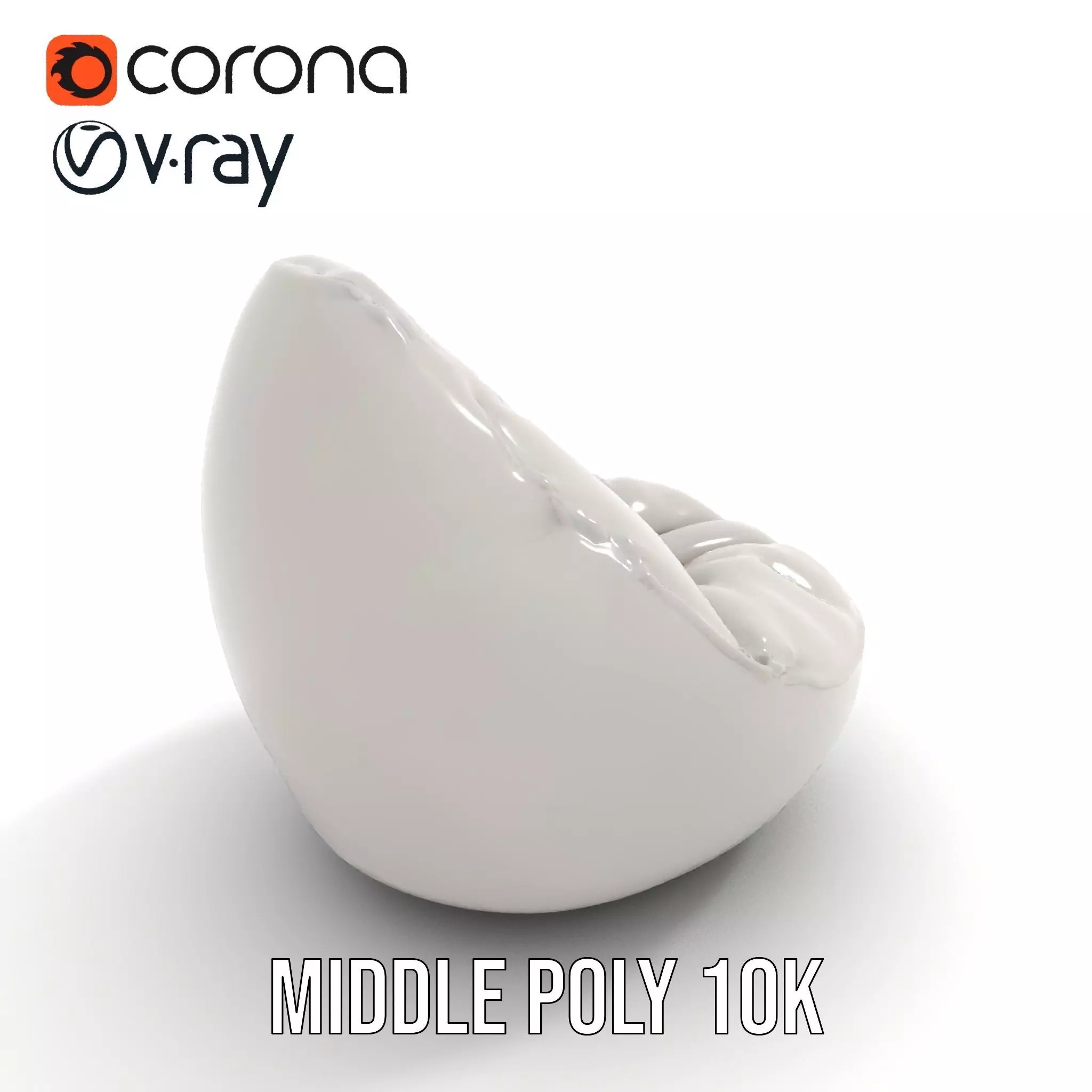 Plush White Beanbag model pack Low-poly 3D model_17