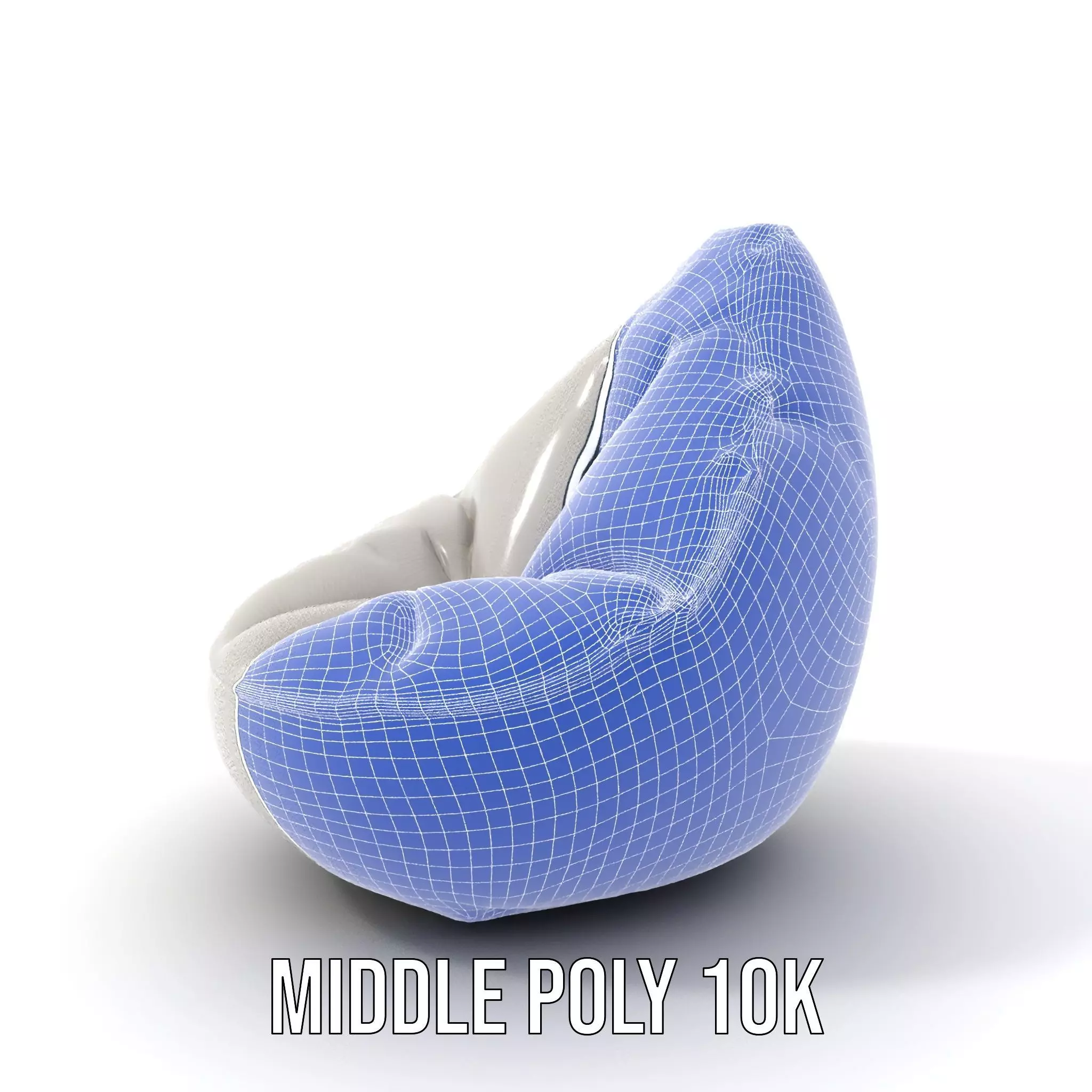 Plush White Beanbag model pack Low-poly 3D model_14