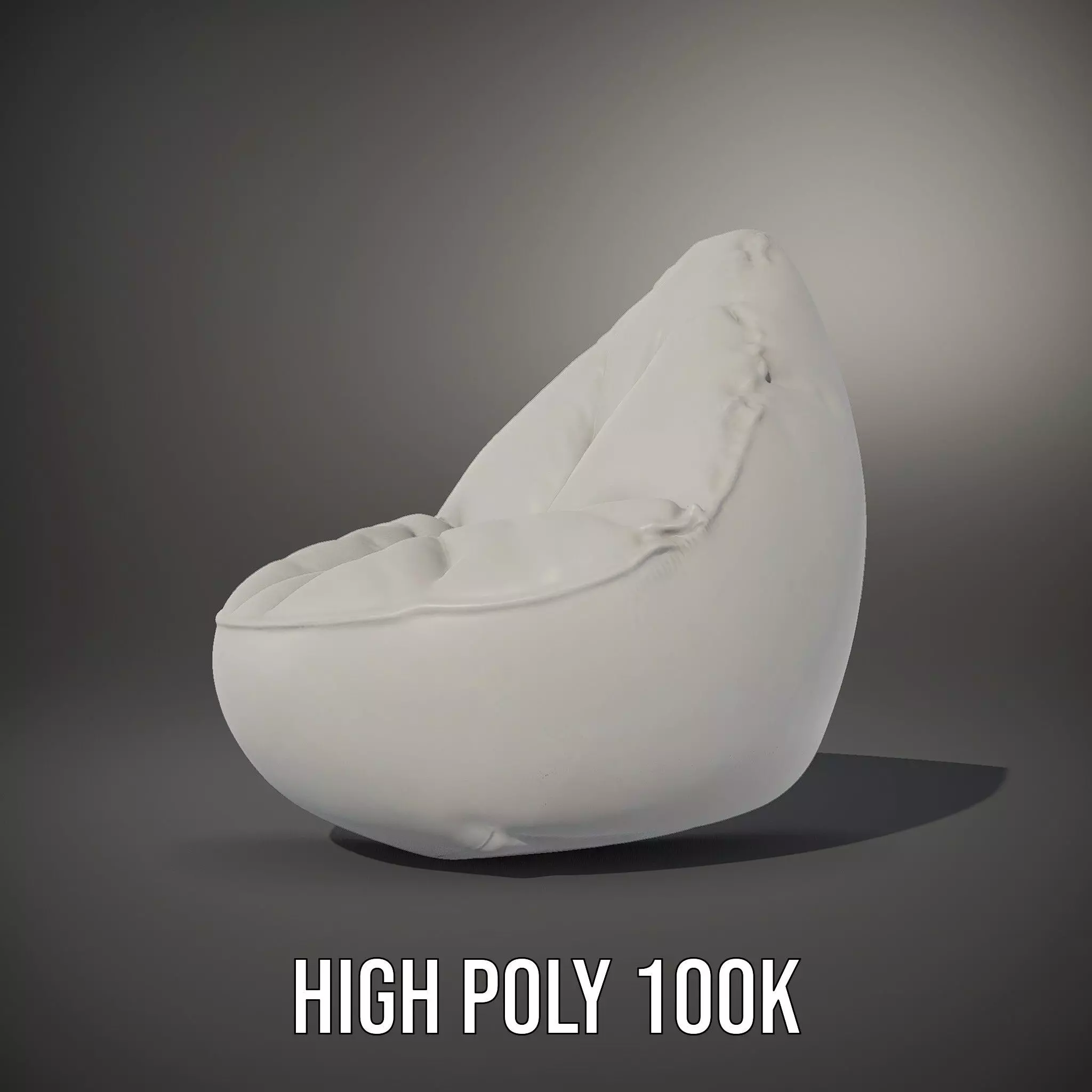 Plush White Beanbag model pack Low-poly 3D model_11
