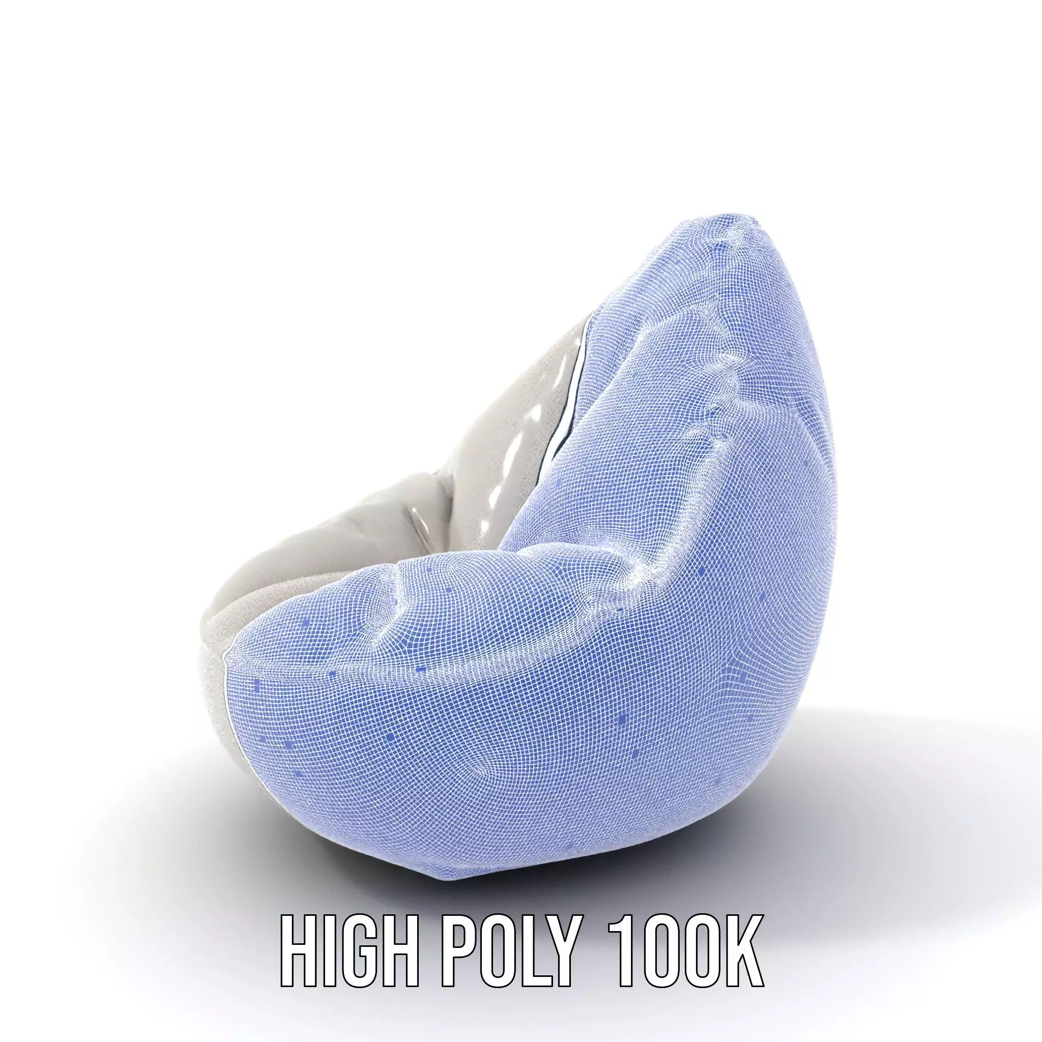 Plush White Beanbag model pack Low-poly 3D model_5