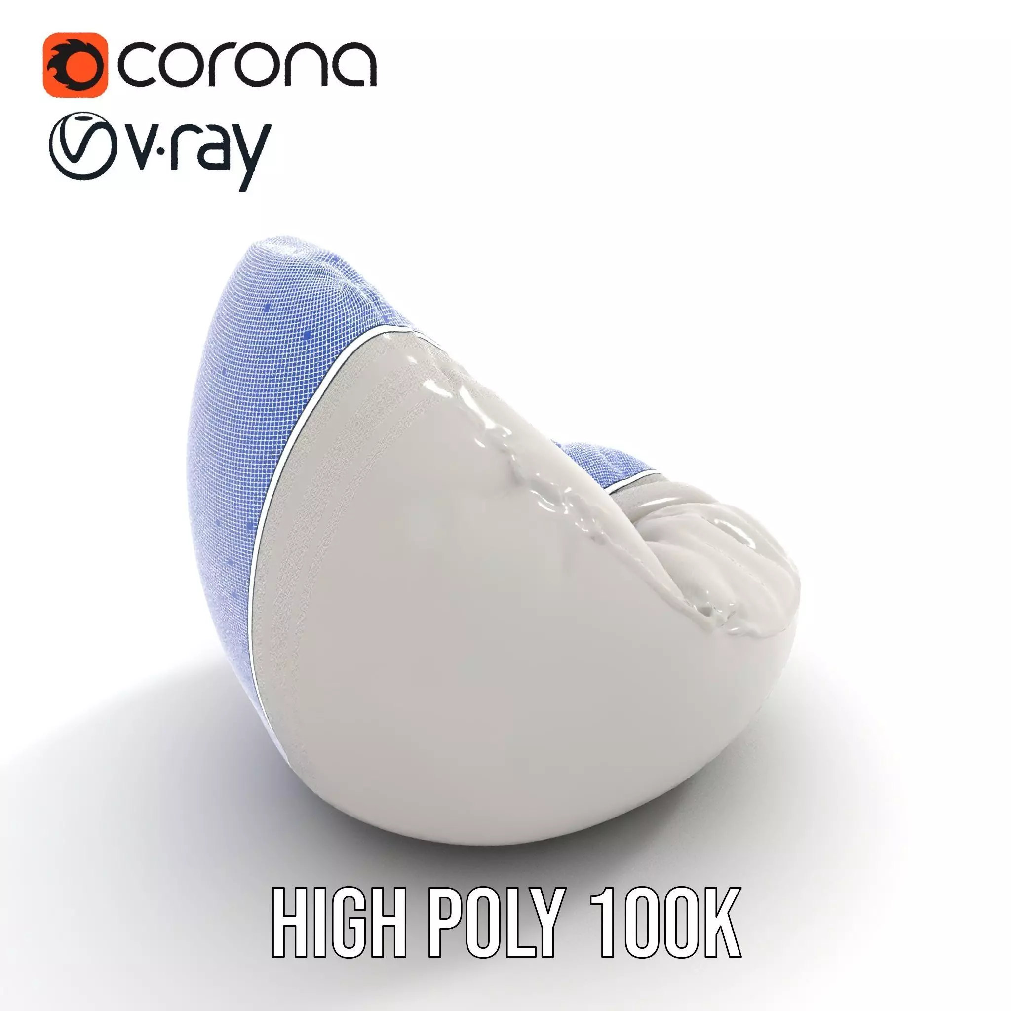 Plush White Beanbag model pack Low-poly 3D model_35