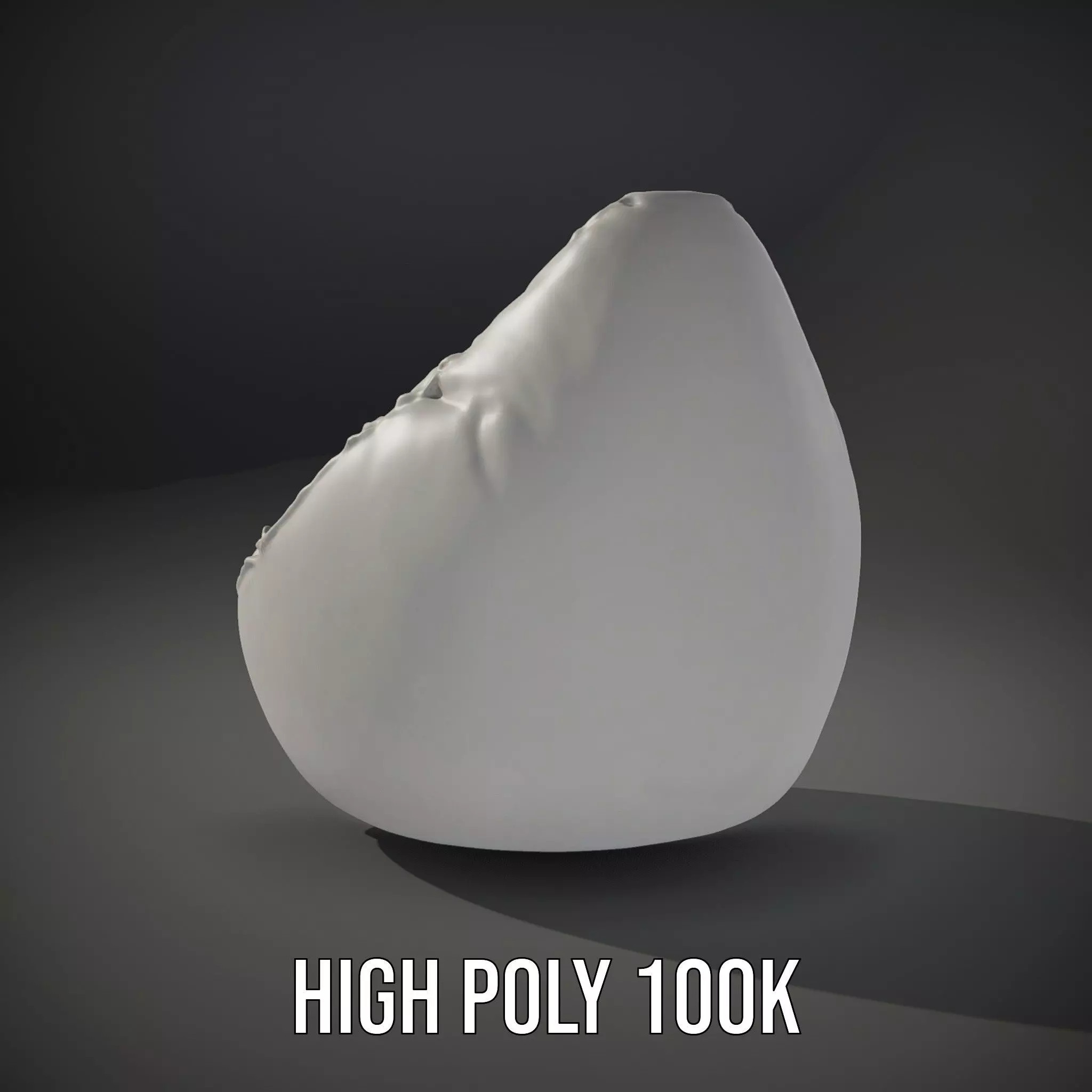Plush White Beanbag model pack Low-poly 3D model_9