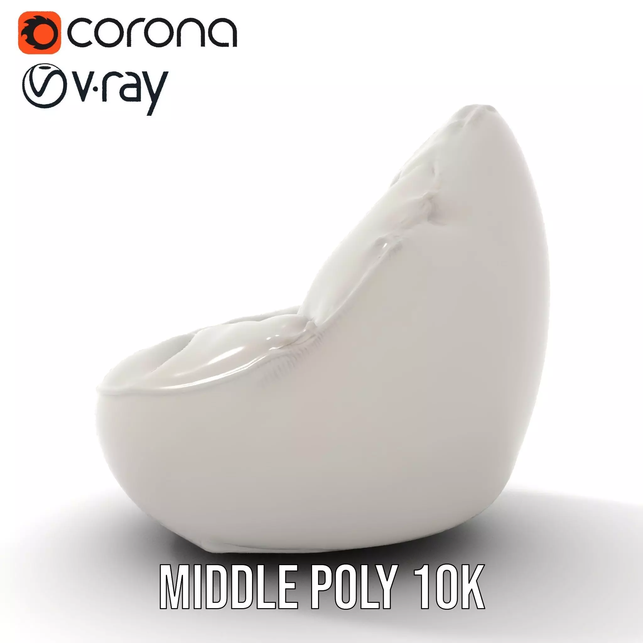 Plush White Beanbag model pack Low-poly 3D model_28