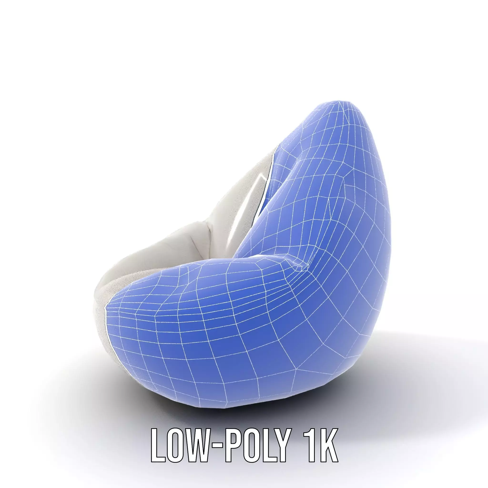 Plush White Beanbag model pack Low-poly 3D model_32