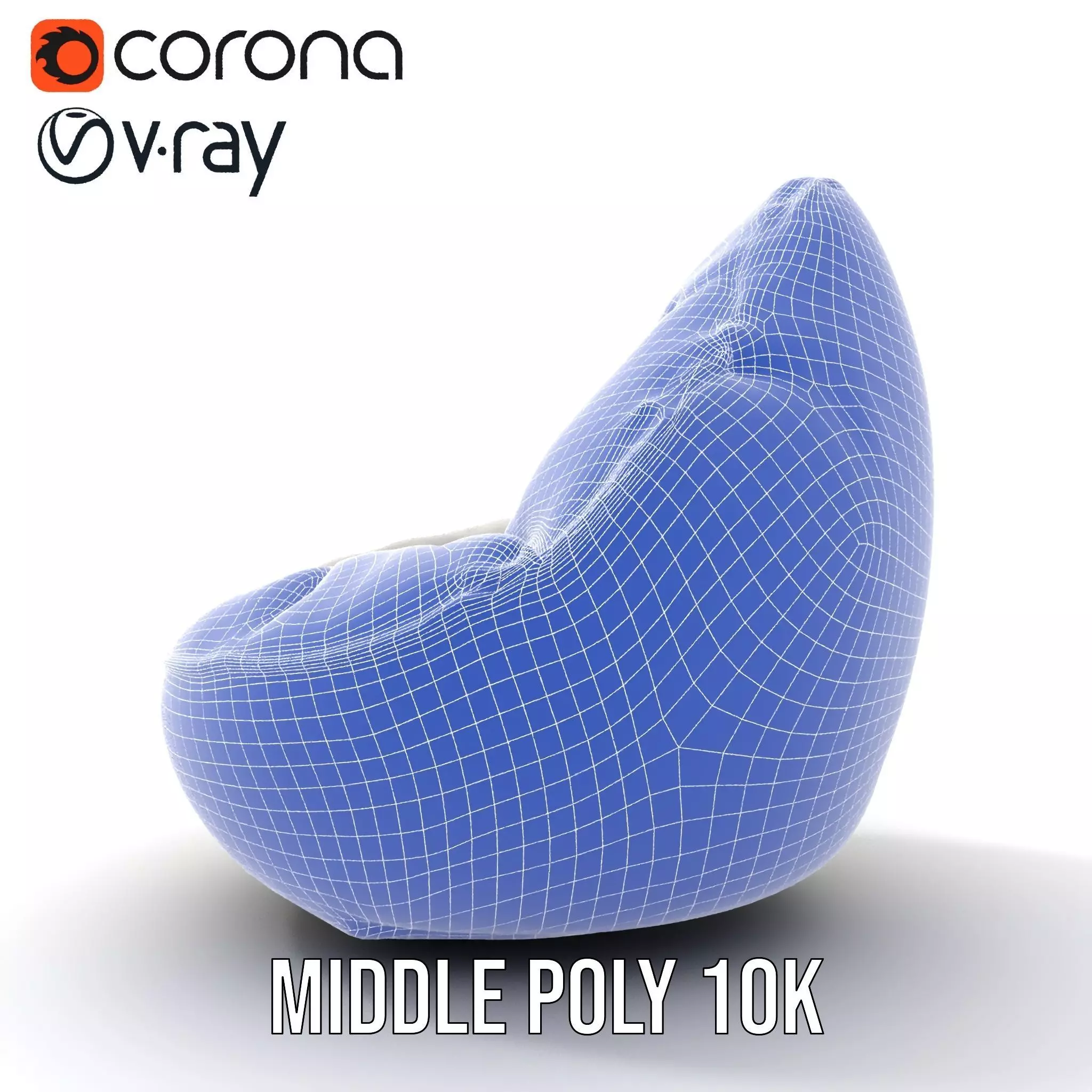 Plush White Beanbag model pack Low-poly 3D model_25