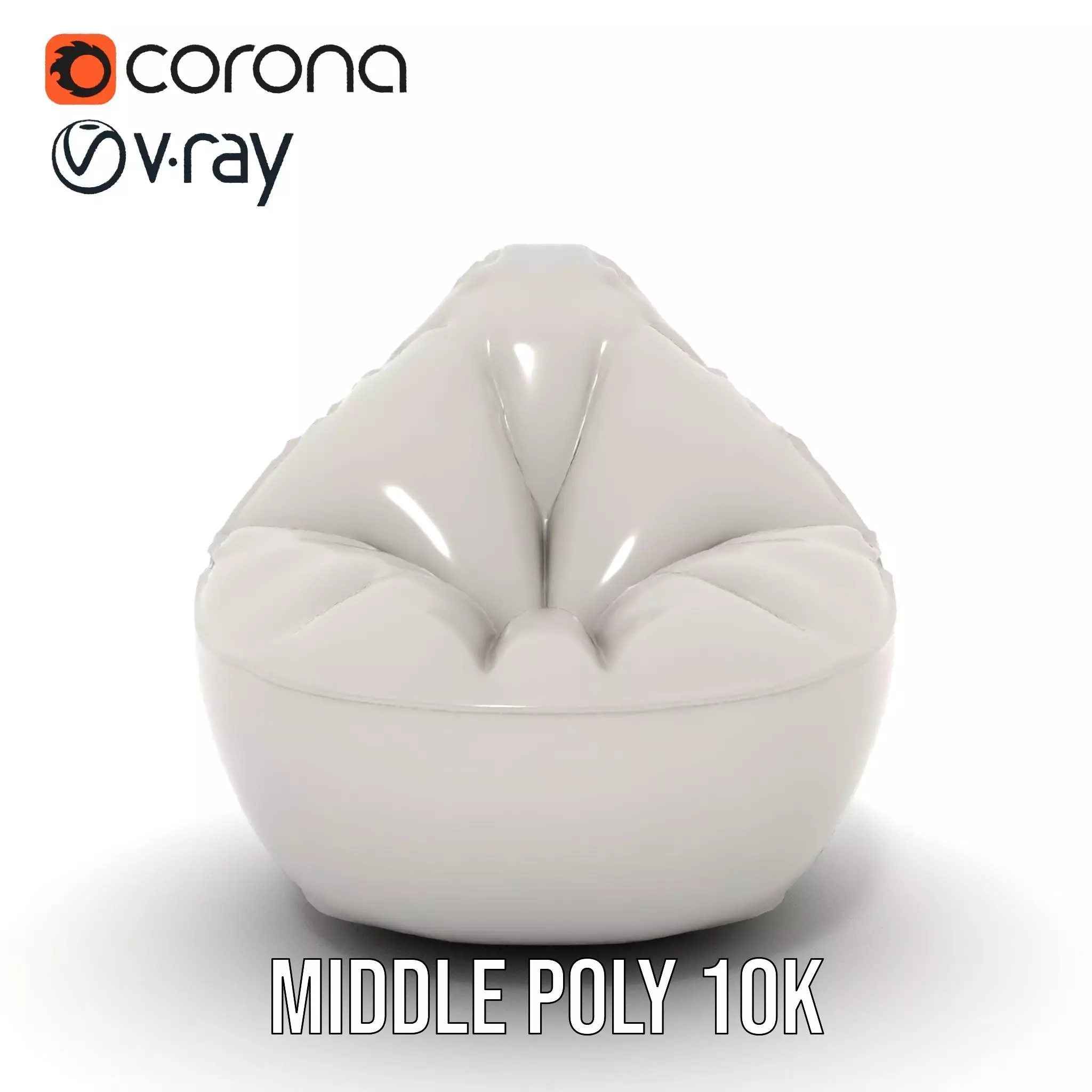 Plush White Beanbag model pack Low-poly 3D model_22