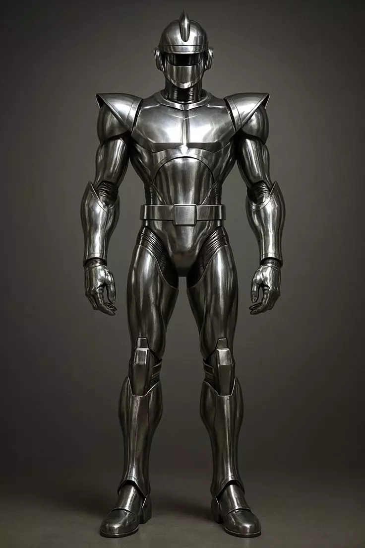 Silver Battle Suit 3D Model Robot Metallic Armor Sci-Fi Design Low-poly 3D model_0