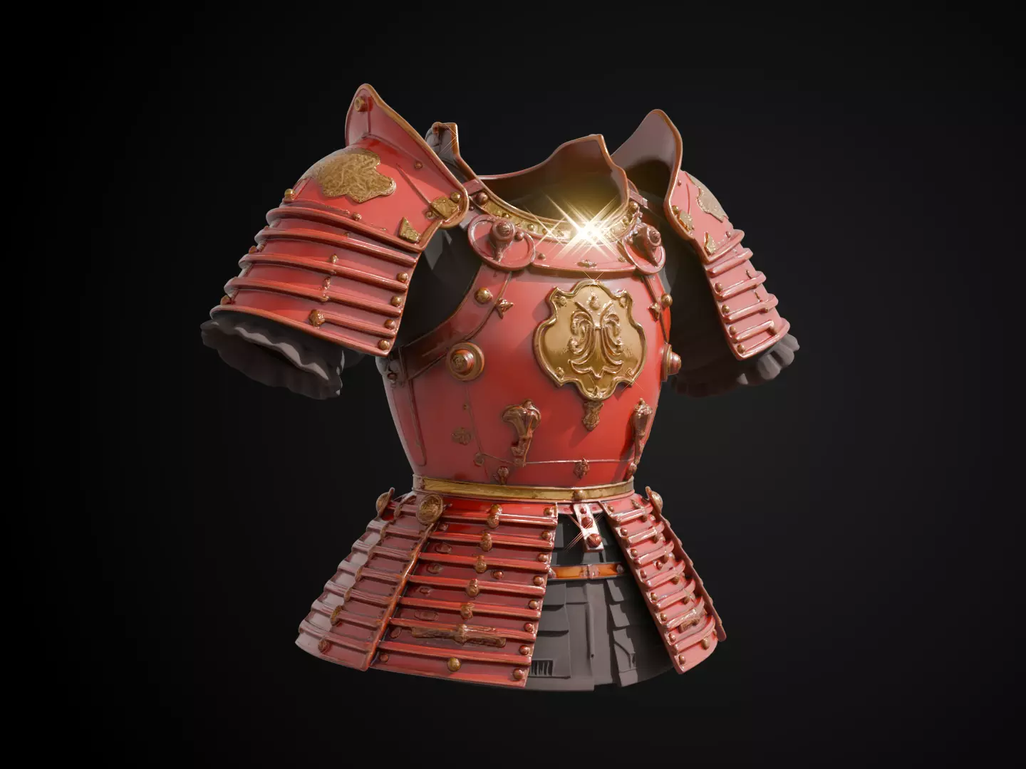 Stylized Samurai Armor - Crimson Clan 3D print model_1