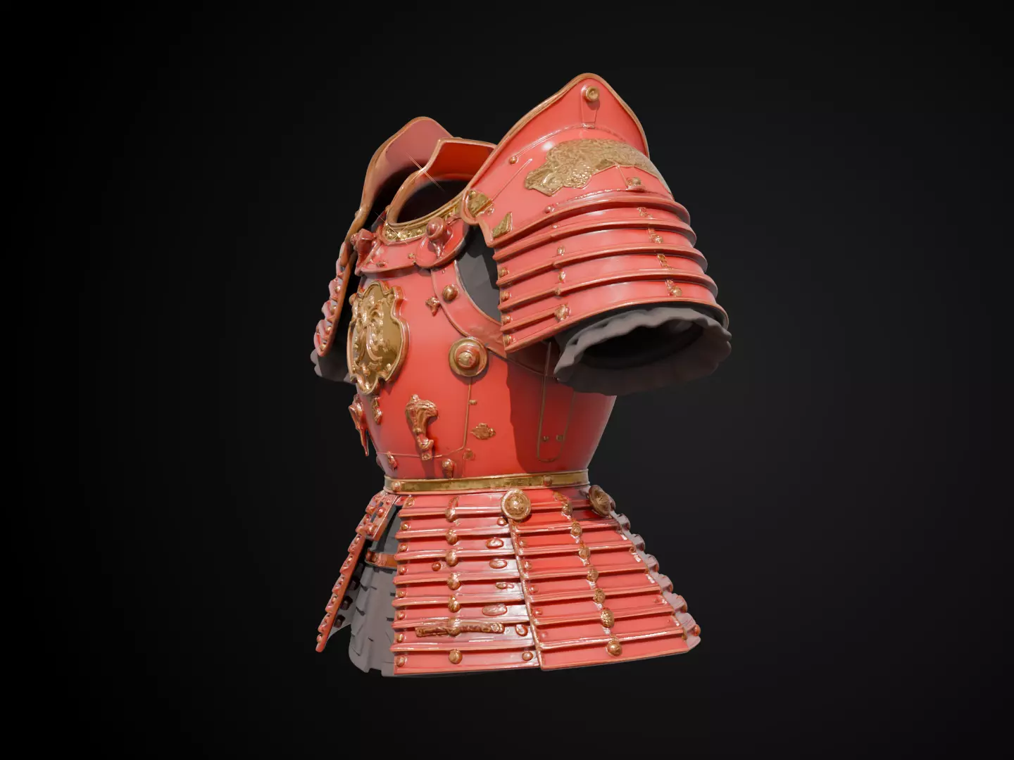 Stylized Samurai Armor - Crimson Clan 3D print model_10