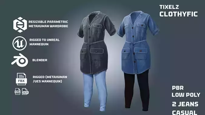 2 jeans Shirt Dress - clothyfic outfit
