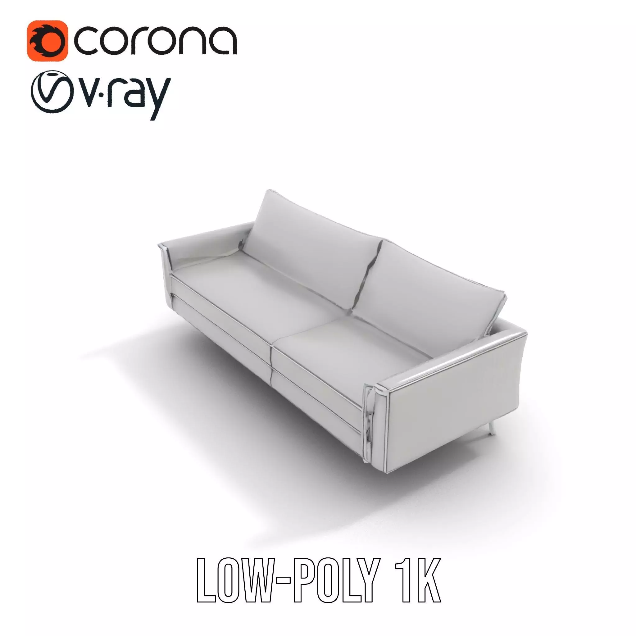 Modern Gray Sofa model pack Low-poly 3D model_20