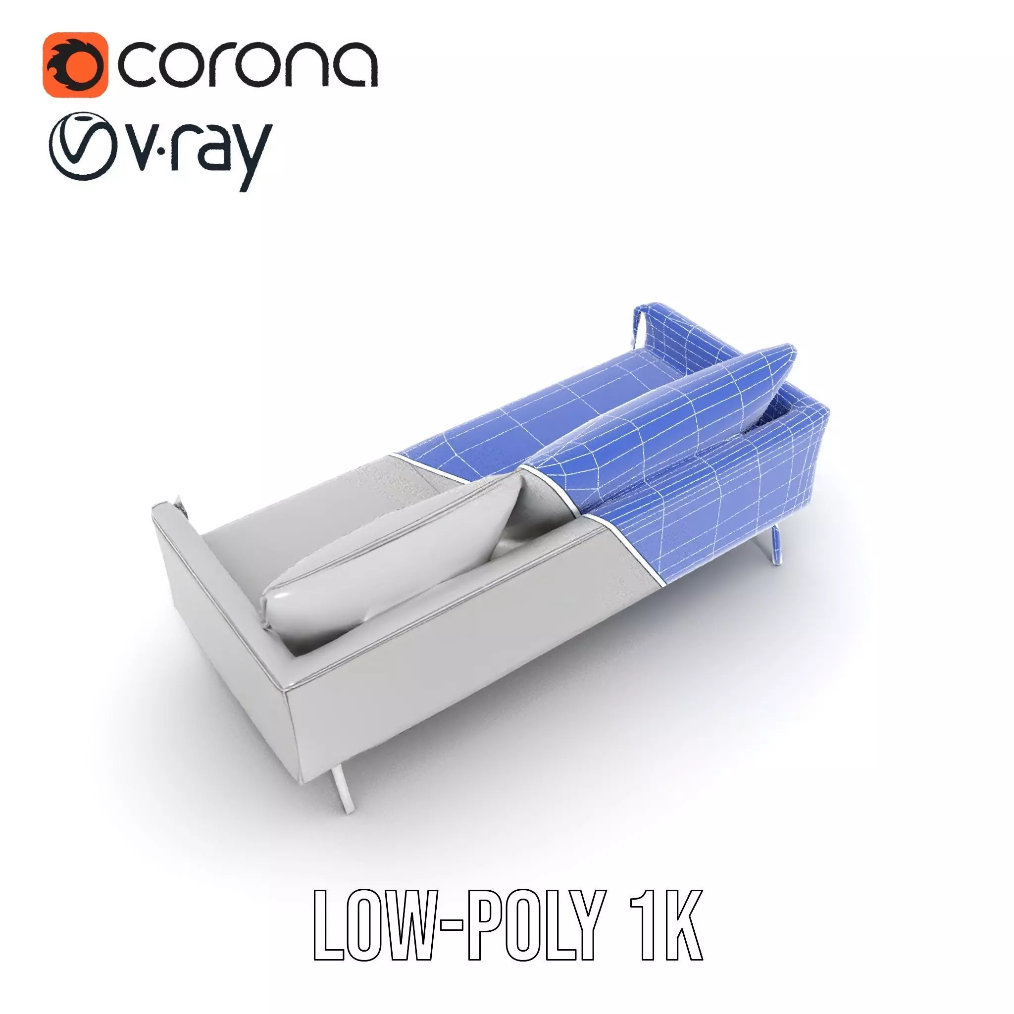 Modern Gray Sofa model pack Low-poly 3D model_29