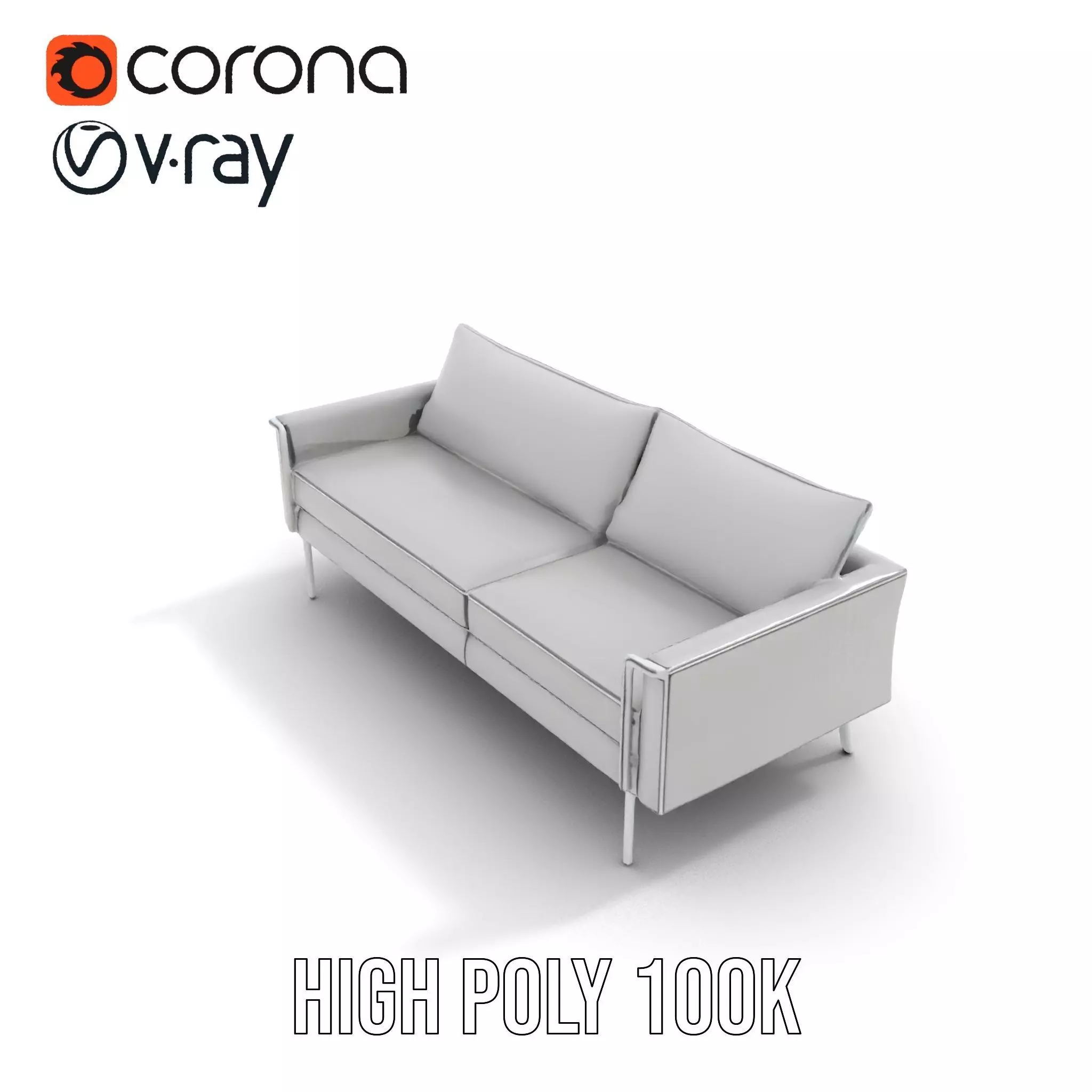 Modern Gray Sofa model pack Low-poly 3D model_18