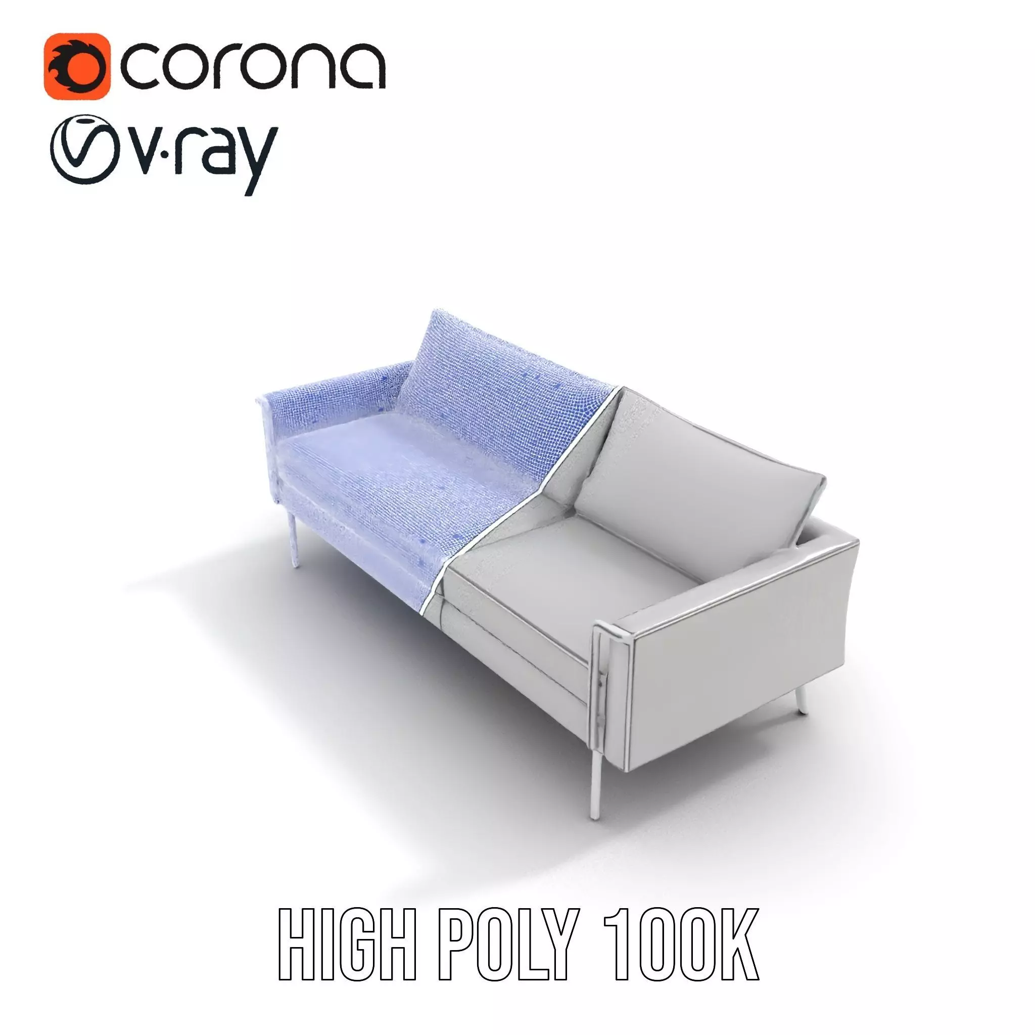 Modern Gray Sofa model pack Low-poly 3D model_33