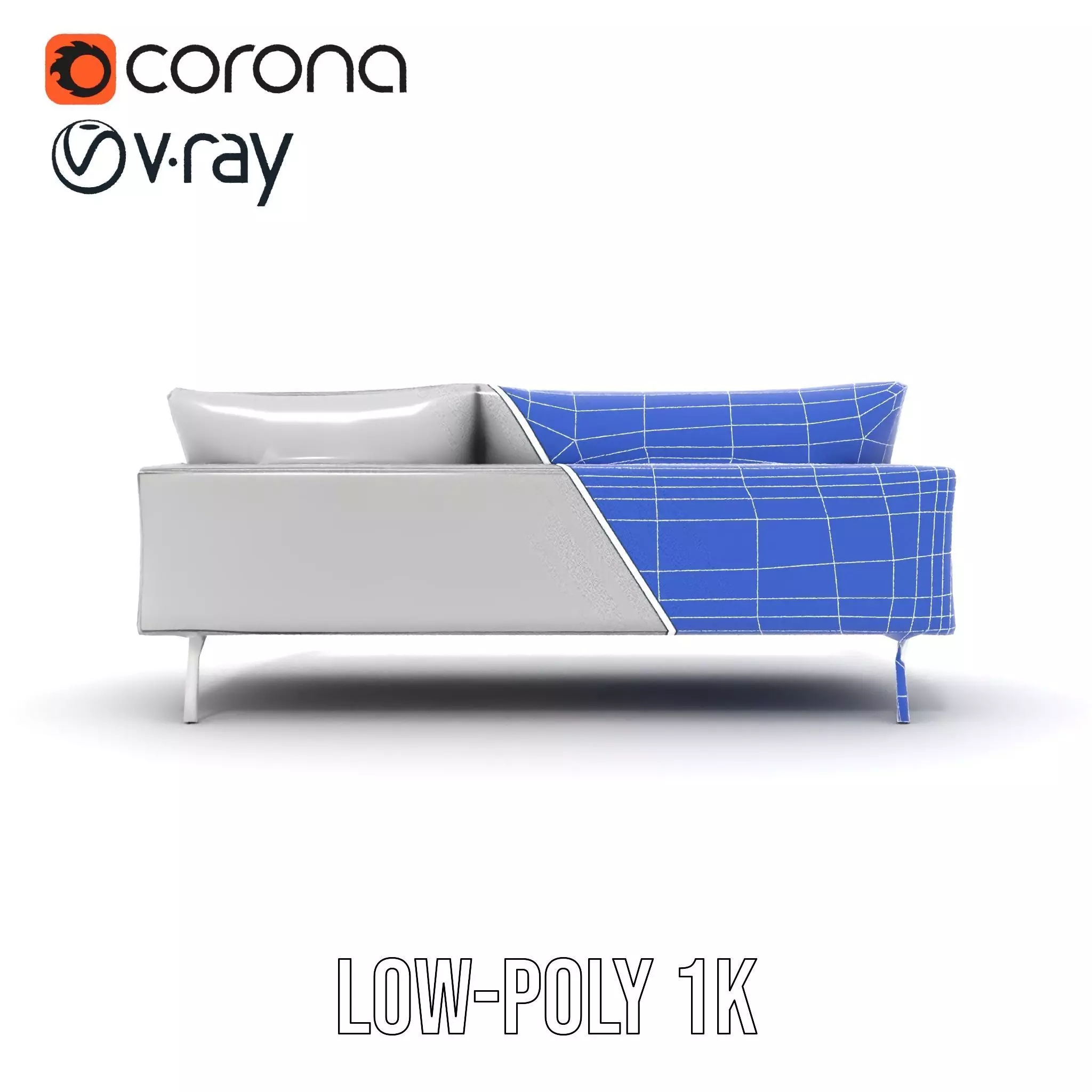 Modern Gray Sofa model pack Low-poly 3D model_32