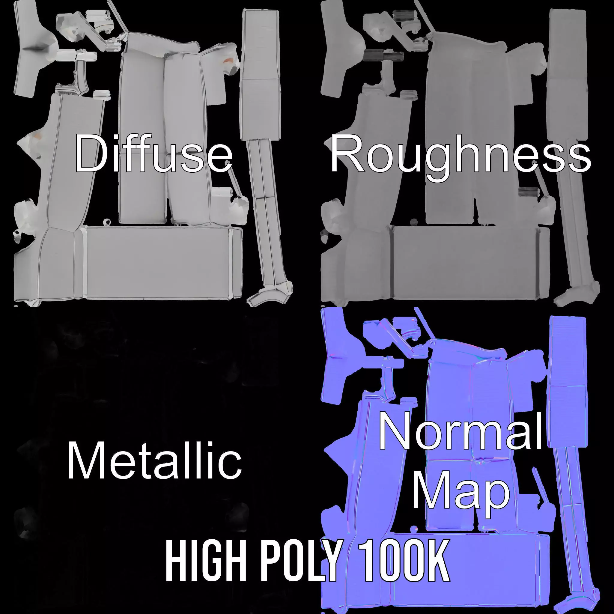 Modern Gray Sofa model pack Low-poly 3D model_4