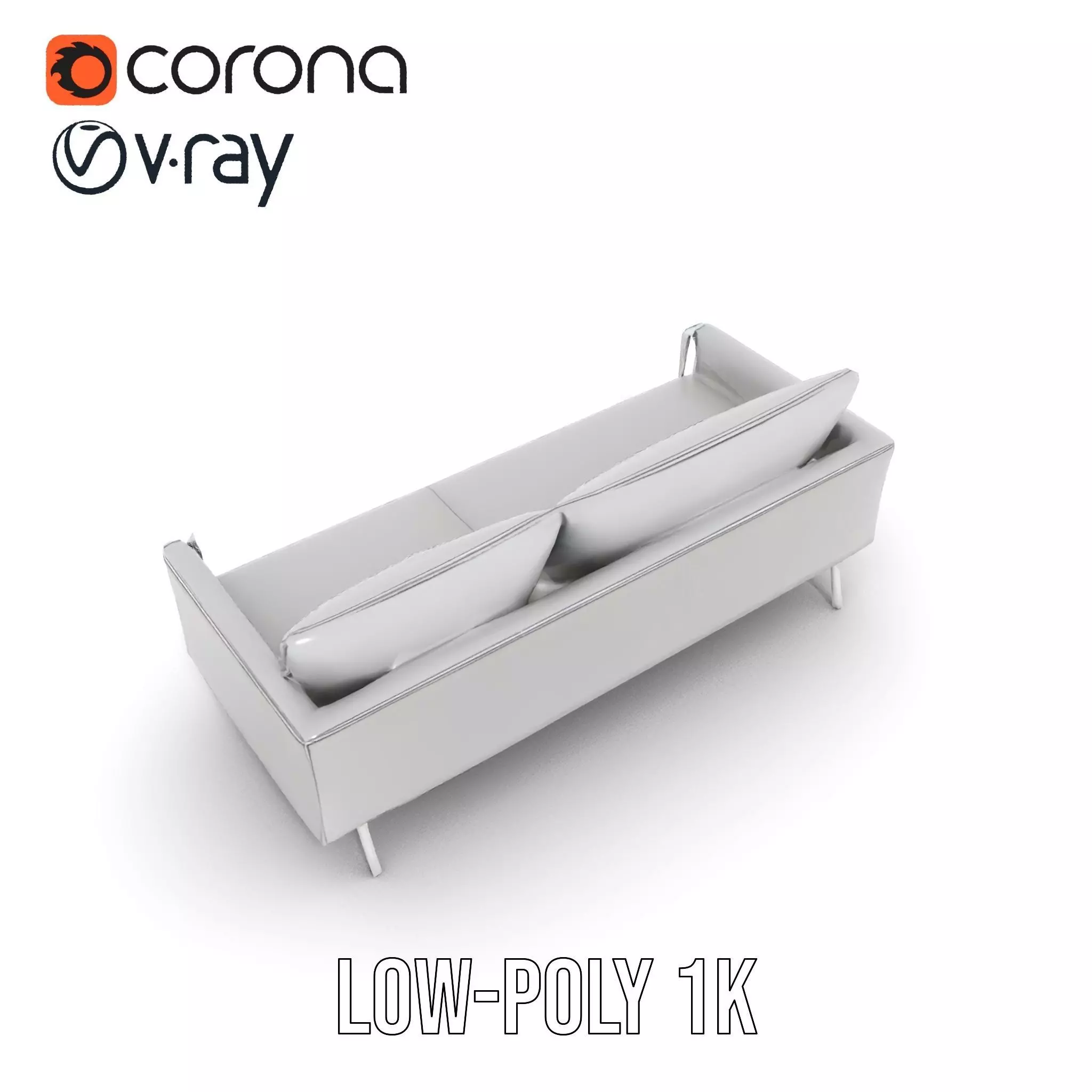 Modern Gray Sofa model pack Low-poly 3D model_10