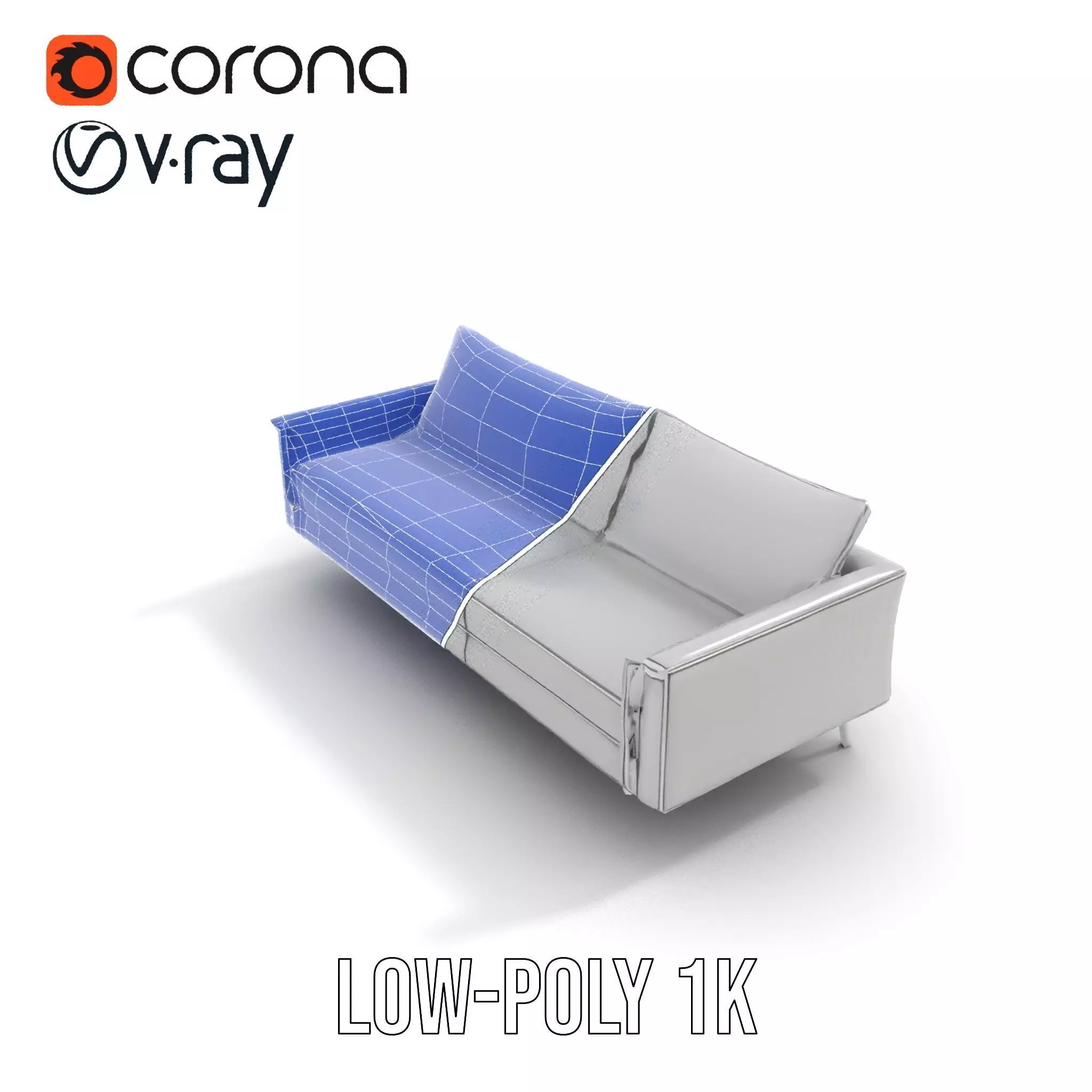 Modern Gray Sofa model pack Low-poly 3D model_15