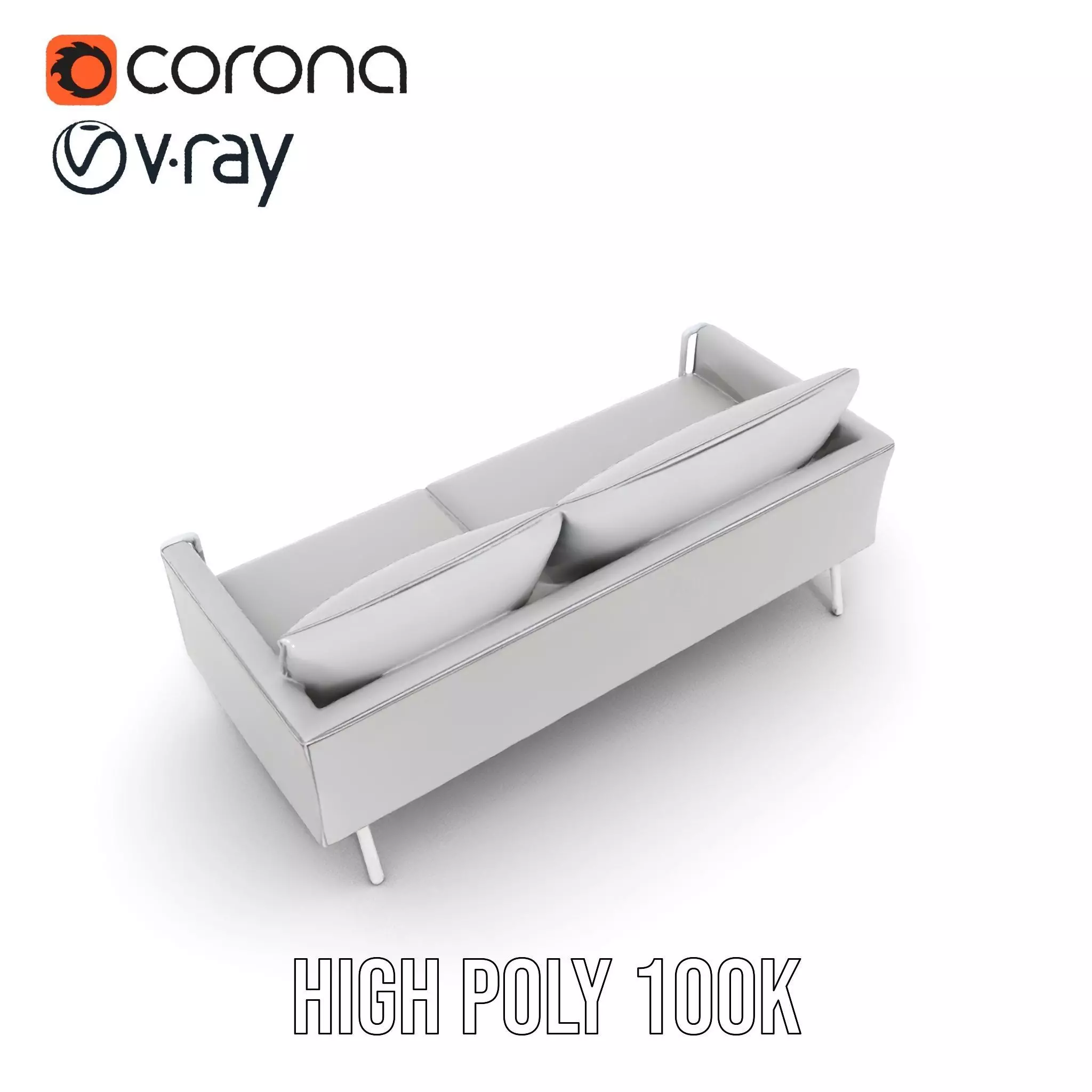 Modern Gray Sofa model pack Low-poly 3D model_21