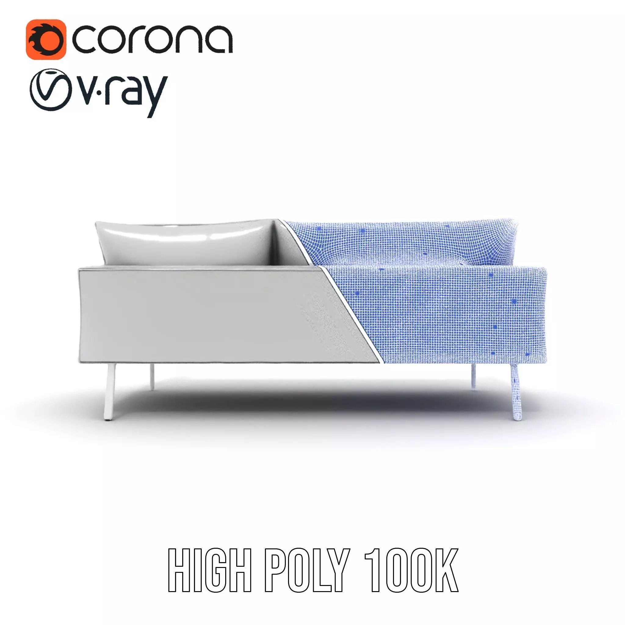 Modern Gray Sofa model pack Low-poly 3D model_34