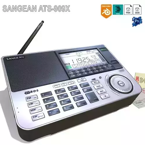 SANGEAN ATS-909X Multiband receiver Low-poly 3D model