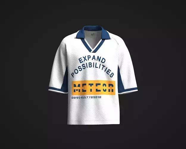 Mens raglan t-shirt with johnny collar and graphic